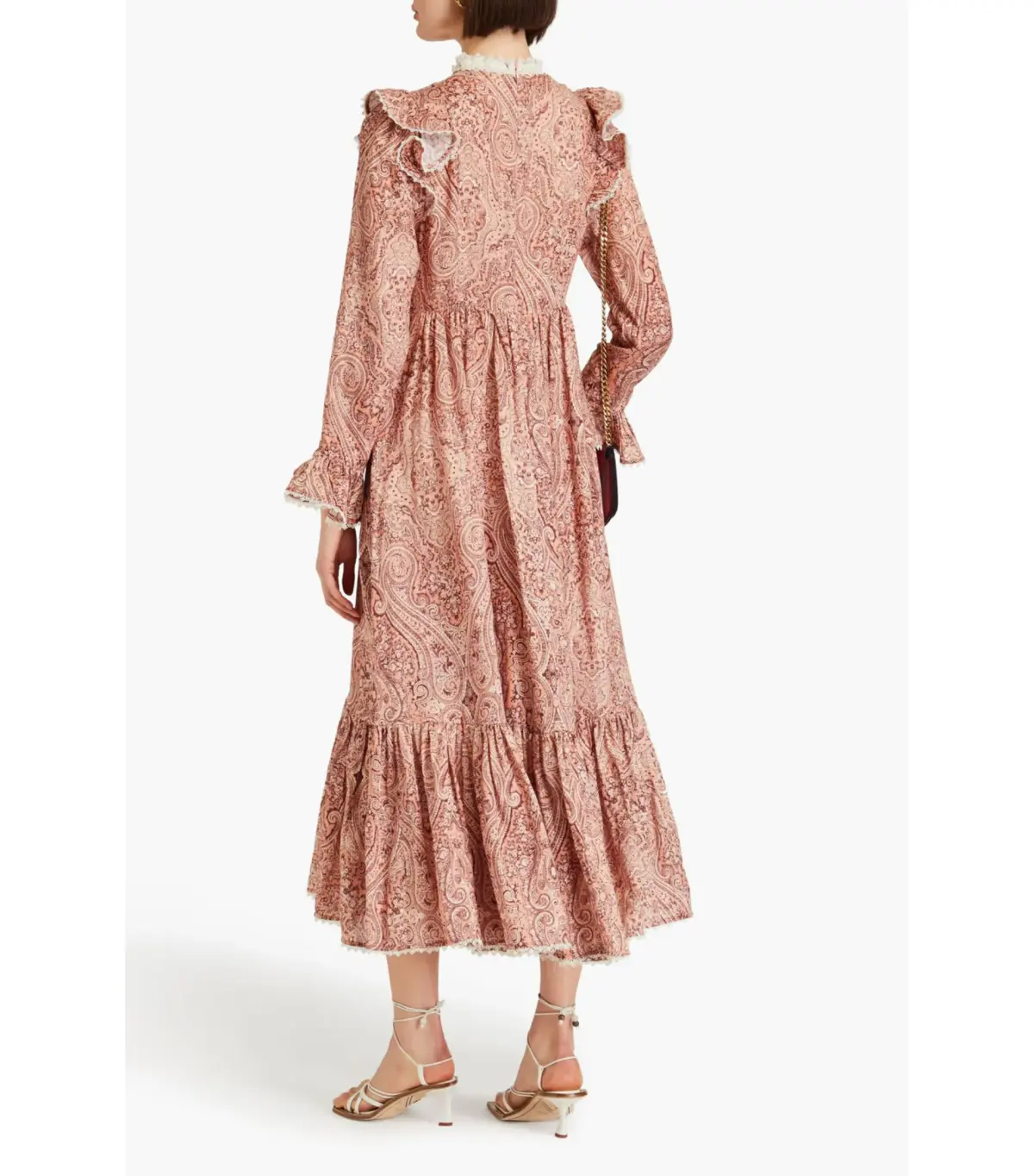  Zimmermann The Wonderland Frilled Midi Dress in Blush Paisley Size 1 / AU 10 - Image 2
