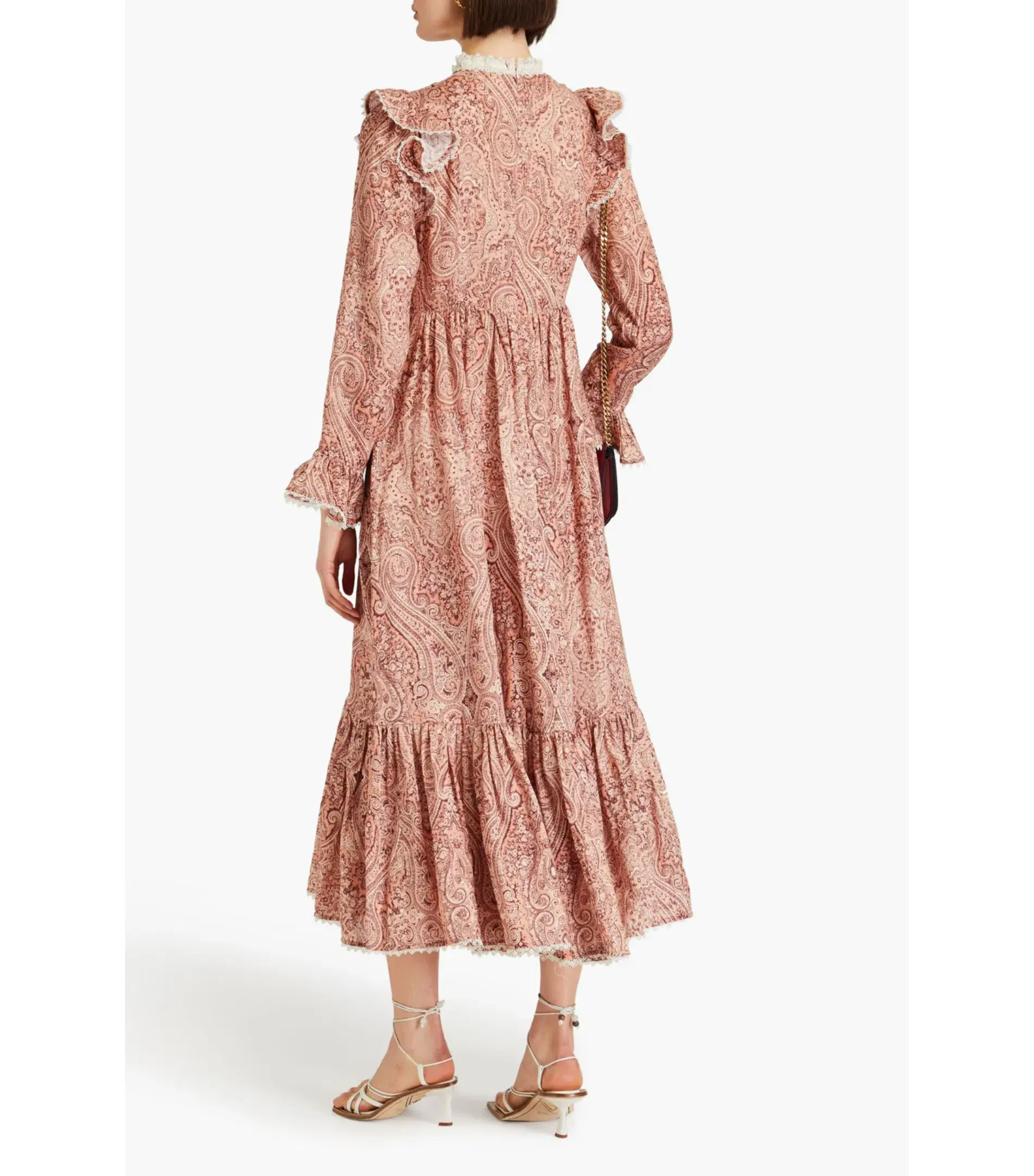  Zimmermann The Wonderland Frilled Midi Dress in Blush Paisley Size 1 / AU 10 - Image 2