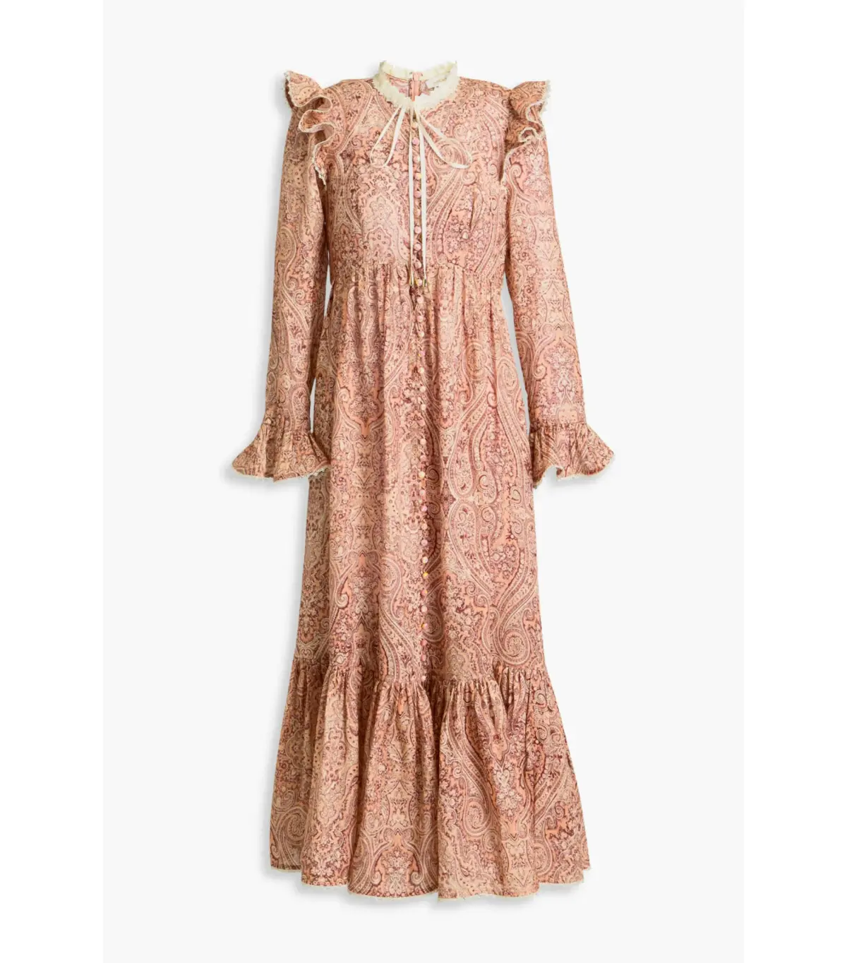  Zimmermann The Wonderland Frilled Midi Dress in Blush Paisley Size 1 / AU 10 - Image 3