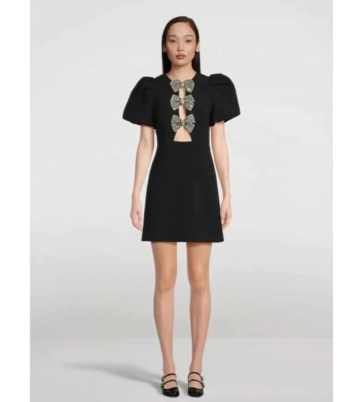 Rebecca Vallance Yvonne Bow Mini Dress in Black Size 10  - Image 3