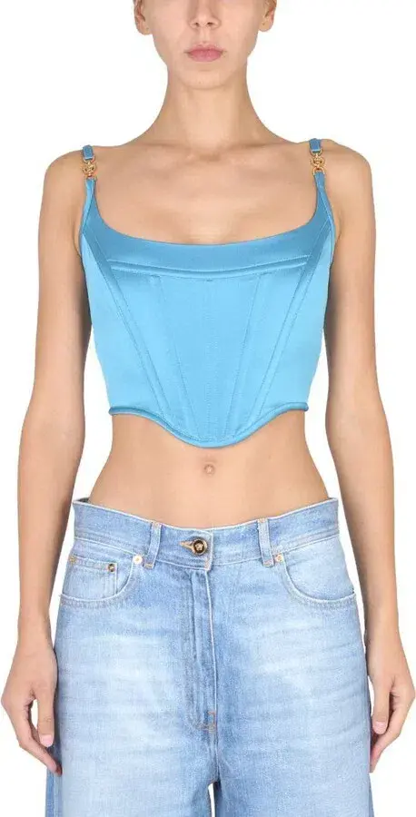 Versace Medusa Corset Top Blue Size AU 10 - Image 1