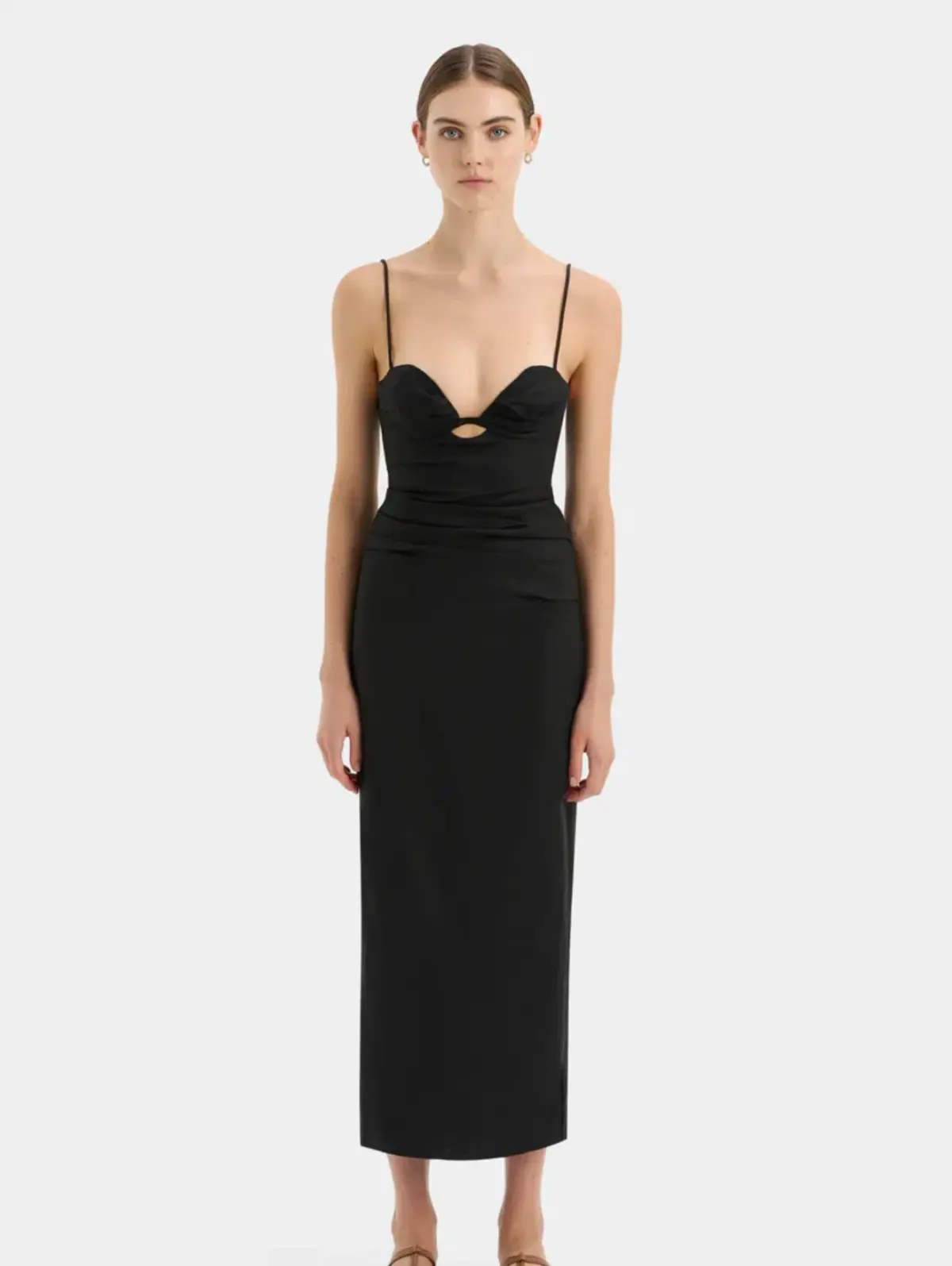 Sir the Label Noemi Balconette Midi Dress in black Size AU 8 - Image 1