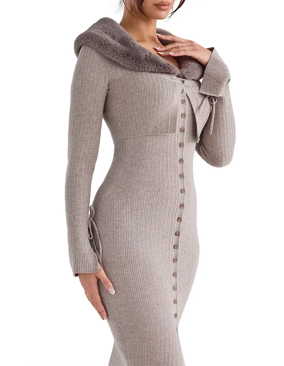 House Of CB Dahlia Cashmere Cardigan Beige Size AU 14  - Image 2