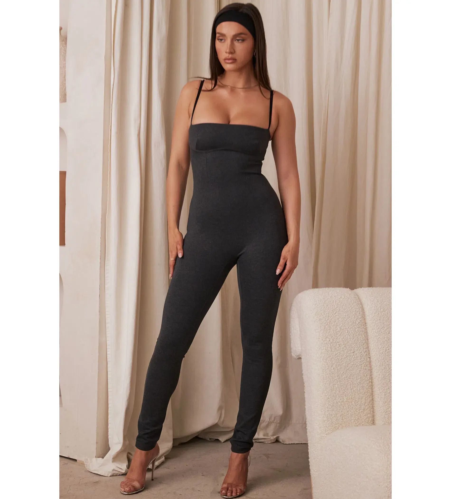 House of CB Luisa Loungewear Jumpsuit Charcoal Size Au 14 - Image 1
