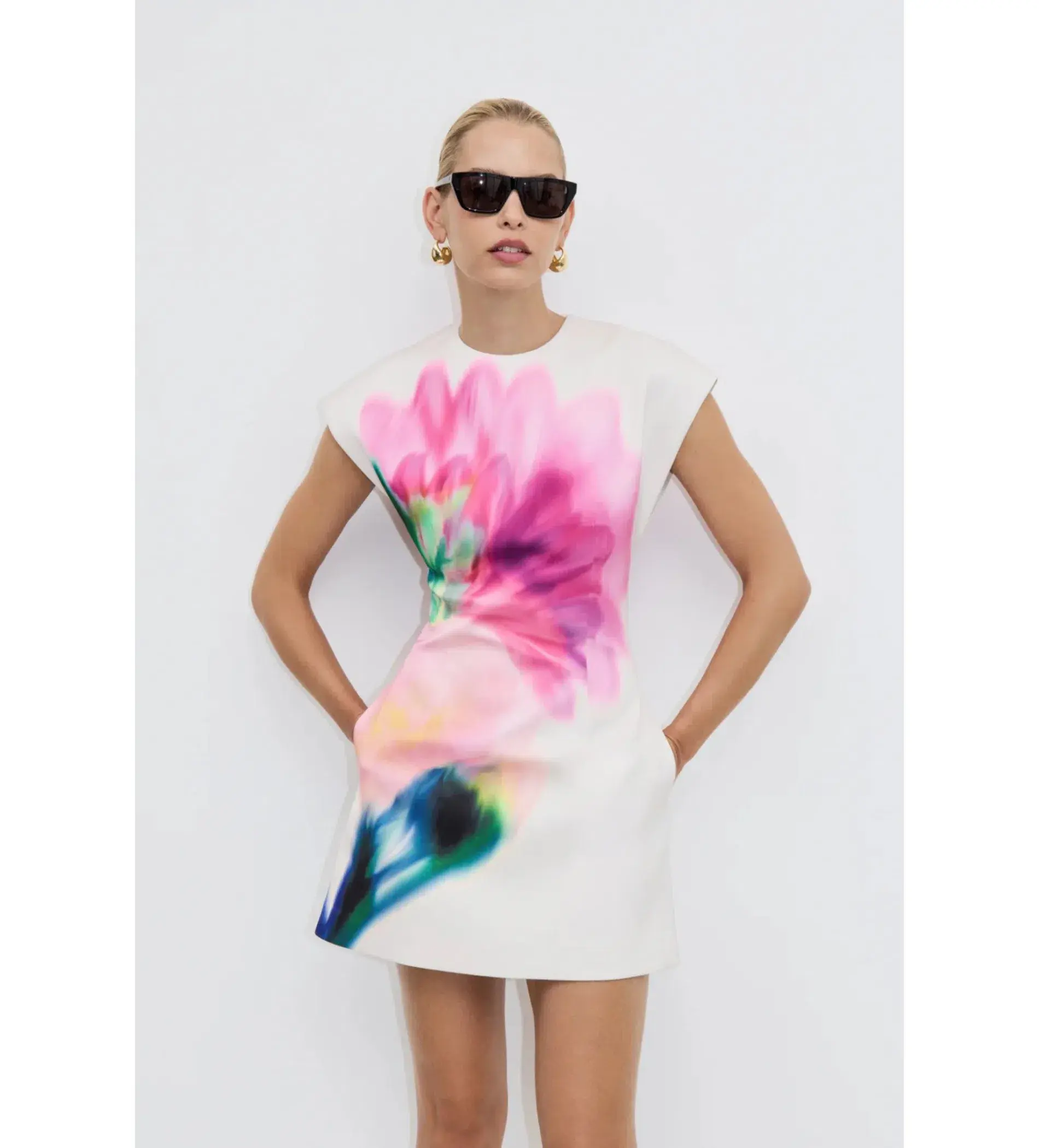 Rebecca Vallance Dahlia Blossom Mini Dress White Floral Size AU 8 - Image 1
