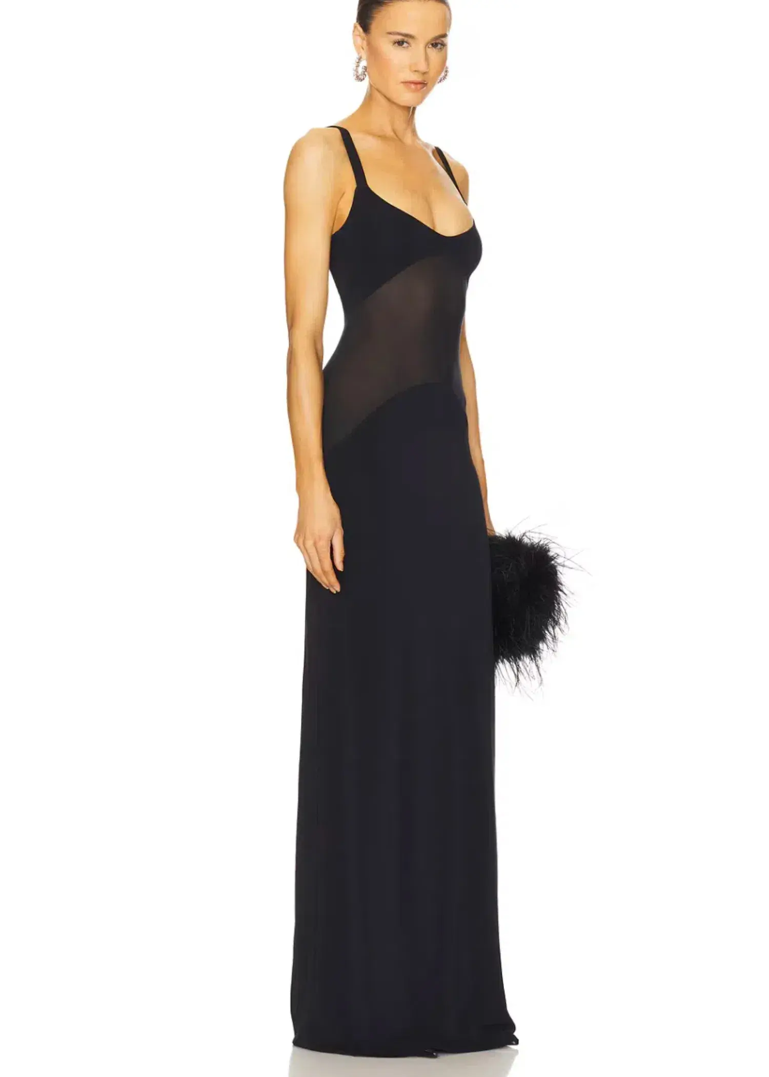 Helsa Sheer Knit Curve Maxi Dress in Black - Image 2