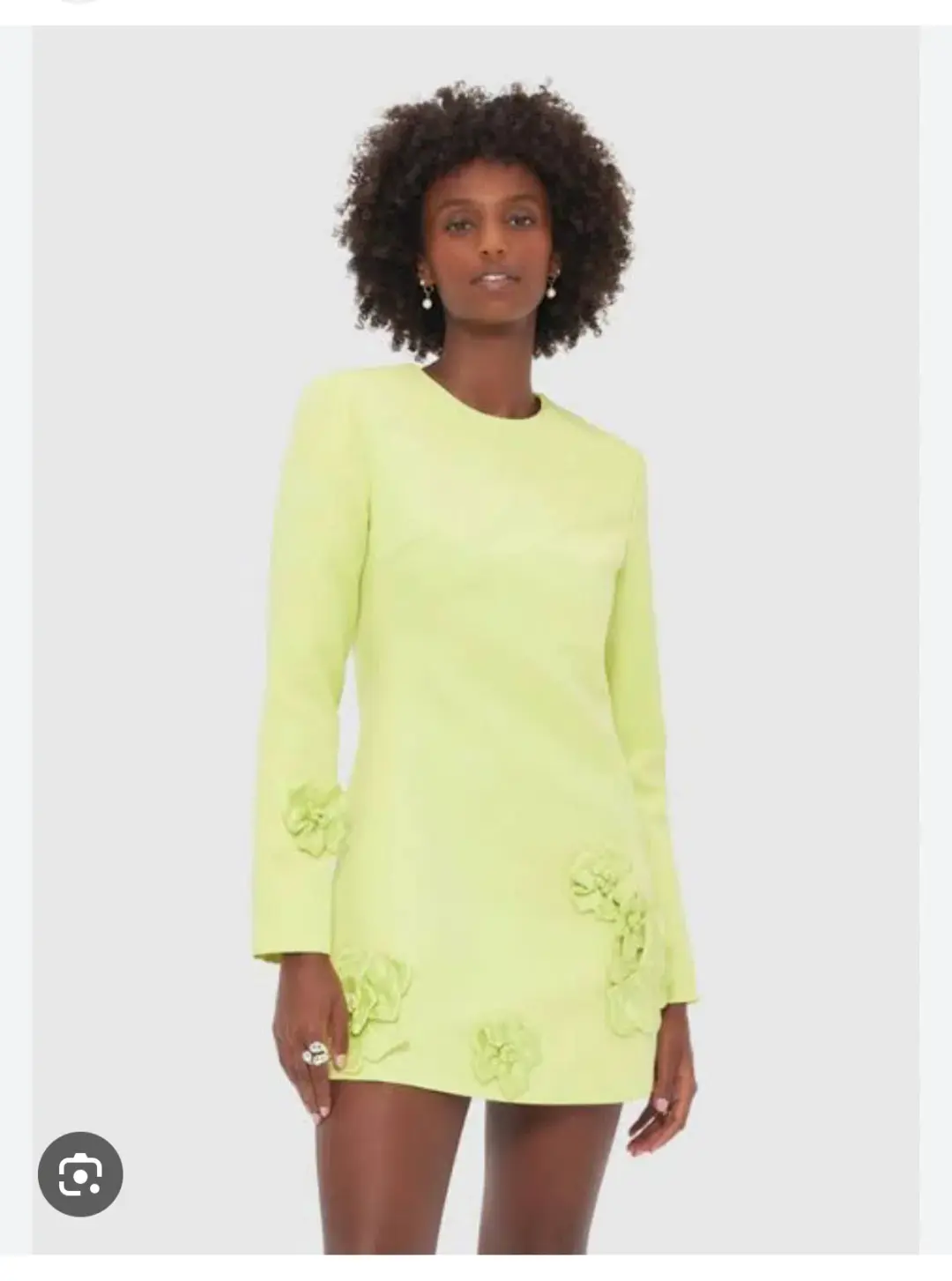 Leo Lin Long Sleeve Petal Mini Dress in Chartreuse Size AU 8   for rent on The Volte - main image