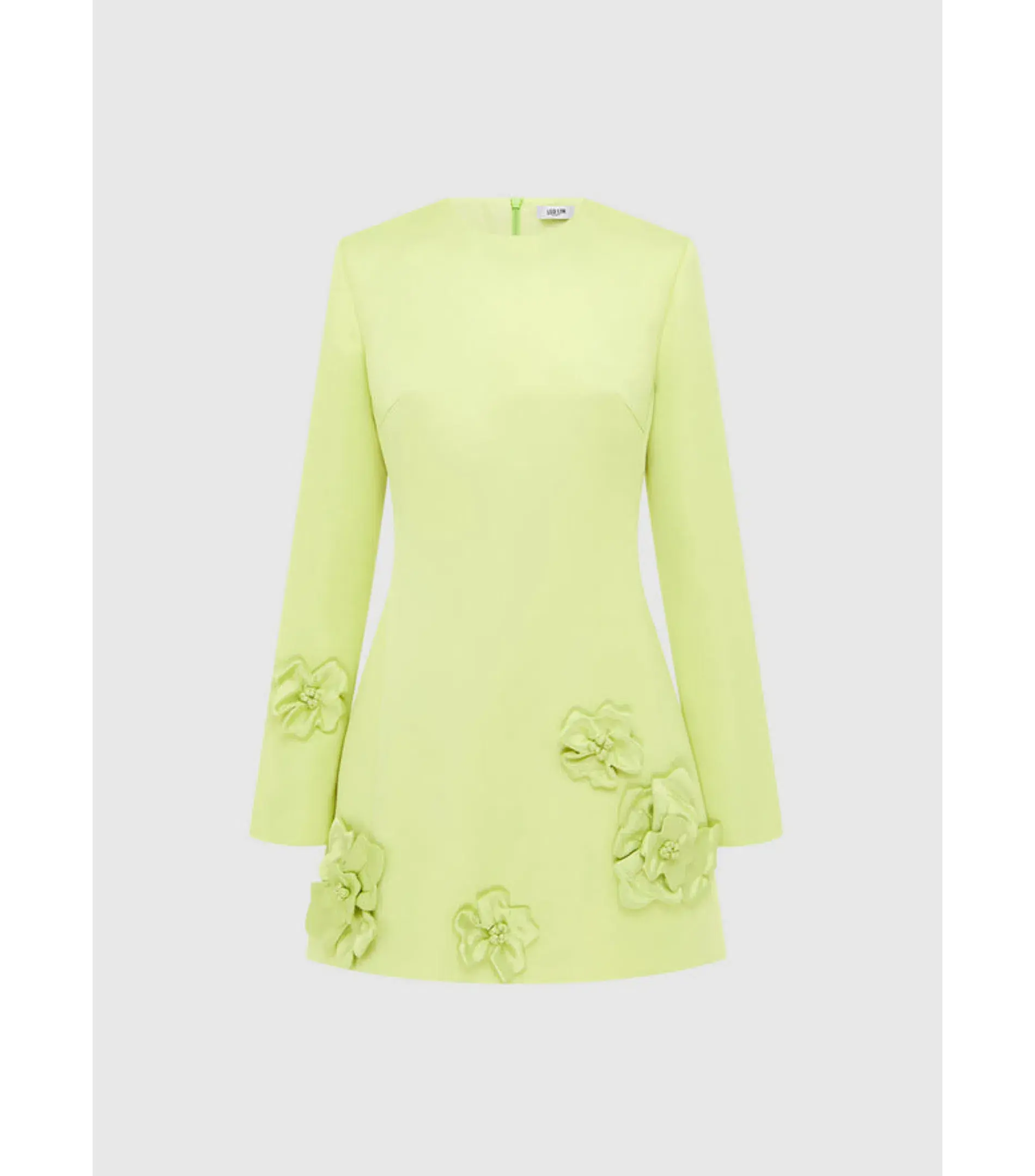 Leo Lin Long Sleeve Petal Mini Dress in Chartreuse Size AU 8   - Image 2