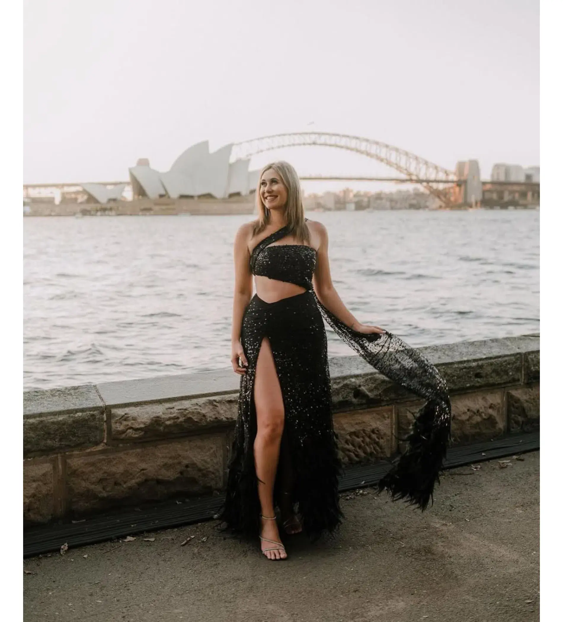 Alamour The Label Delphie Beaded Feather Gown in Black Size XXS / AU 4  - Image 1