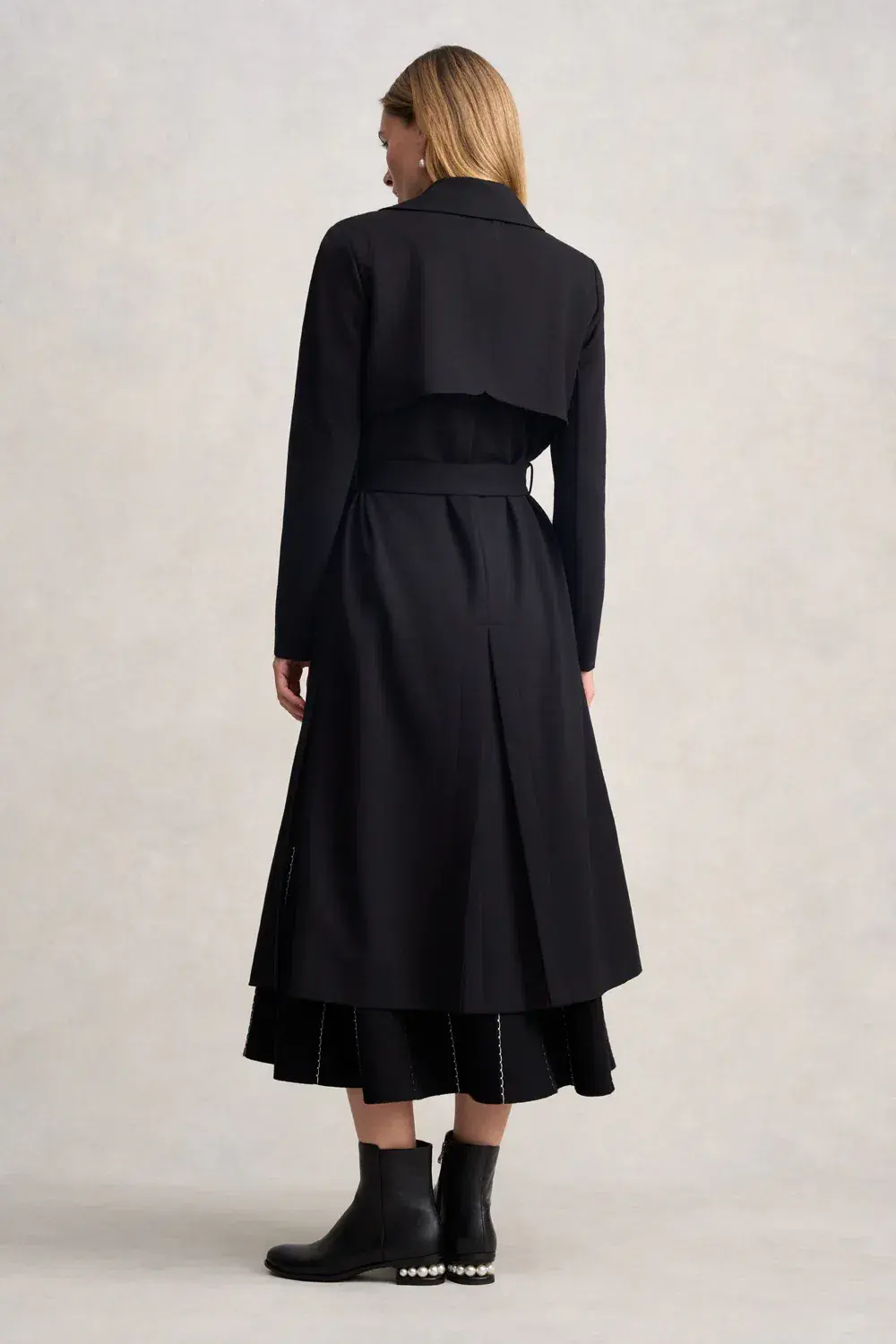 Blue Illusion Ponte Trench Coat in Black Size S / AU 10 for rent on The Volte - main image