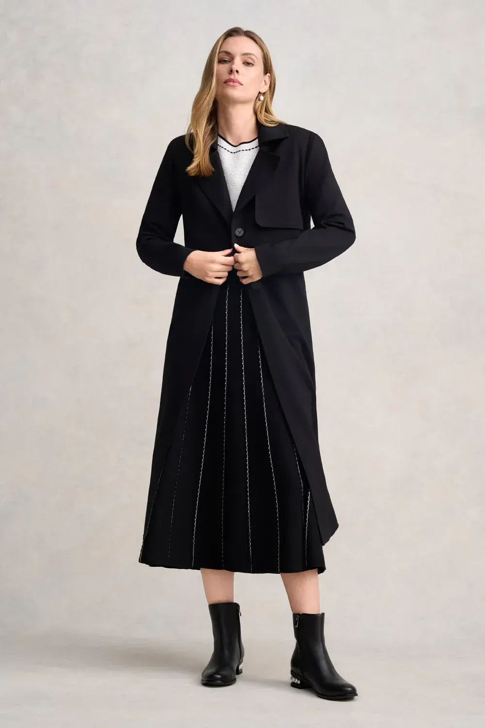 Blue Illusion Ponte Trench Coat in Black Size S / AU 10 for rent on The Volte - main image