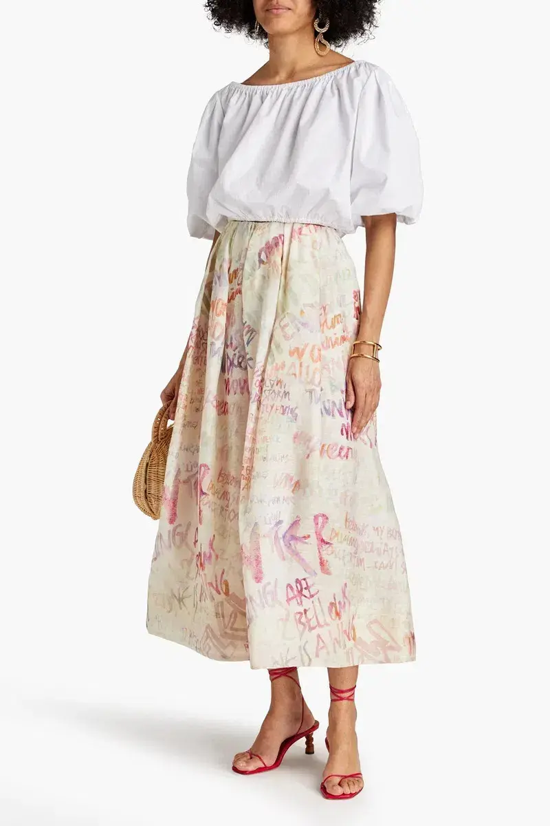 Zimmermann Dancer Gathered Maxi Skirt Ivory Graffiti Size 1 / AU 10 - Image 1