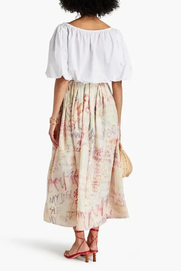 Zimmermann Dancer Gathered Maxi Skirt Ivory Graffiti Size 1 / AU 10 - Image 2