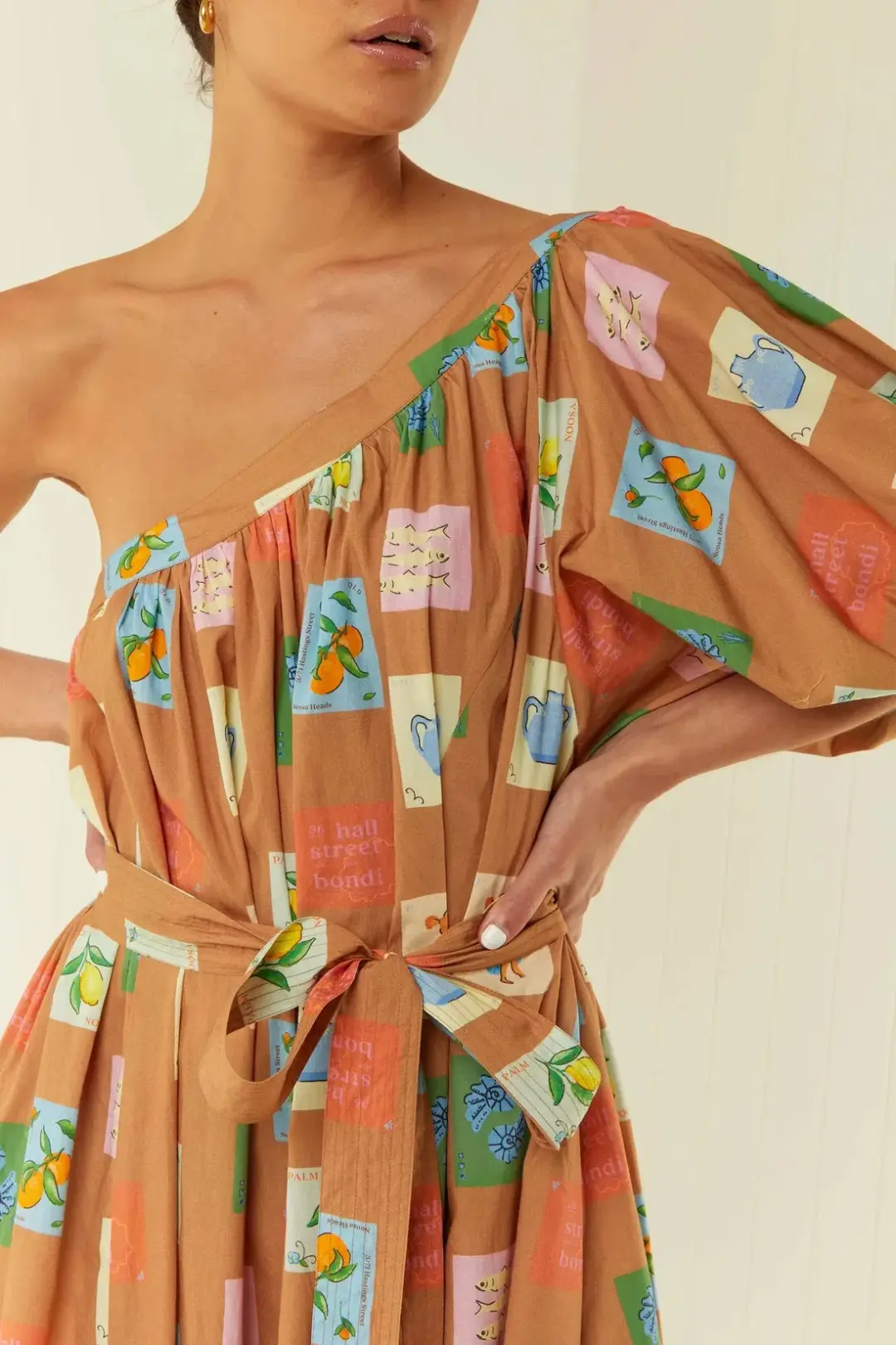 Palm Noosa Lotus Maxi Dress in Brown Print Size 12  for rent on The Volte - main image