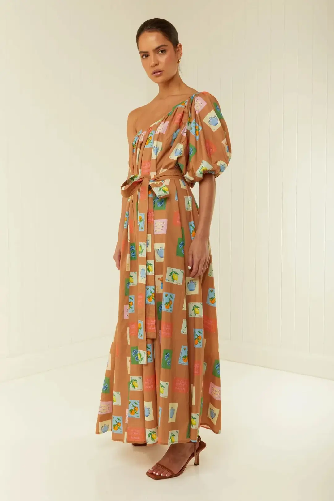 Palm Noosa Lotus Maxi Dress in Brown Print Size 12  for rent on The Volte - main image