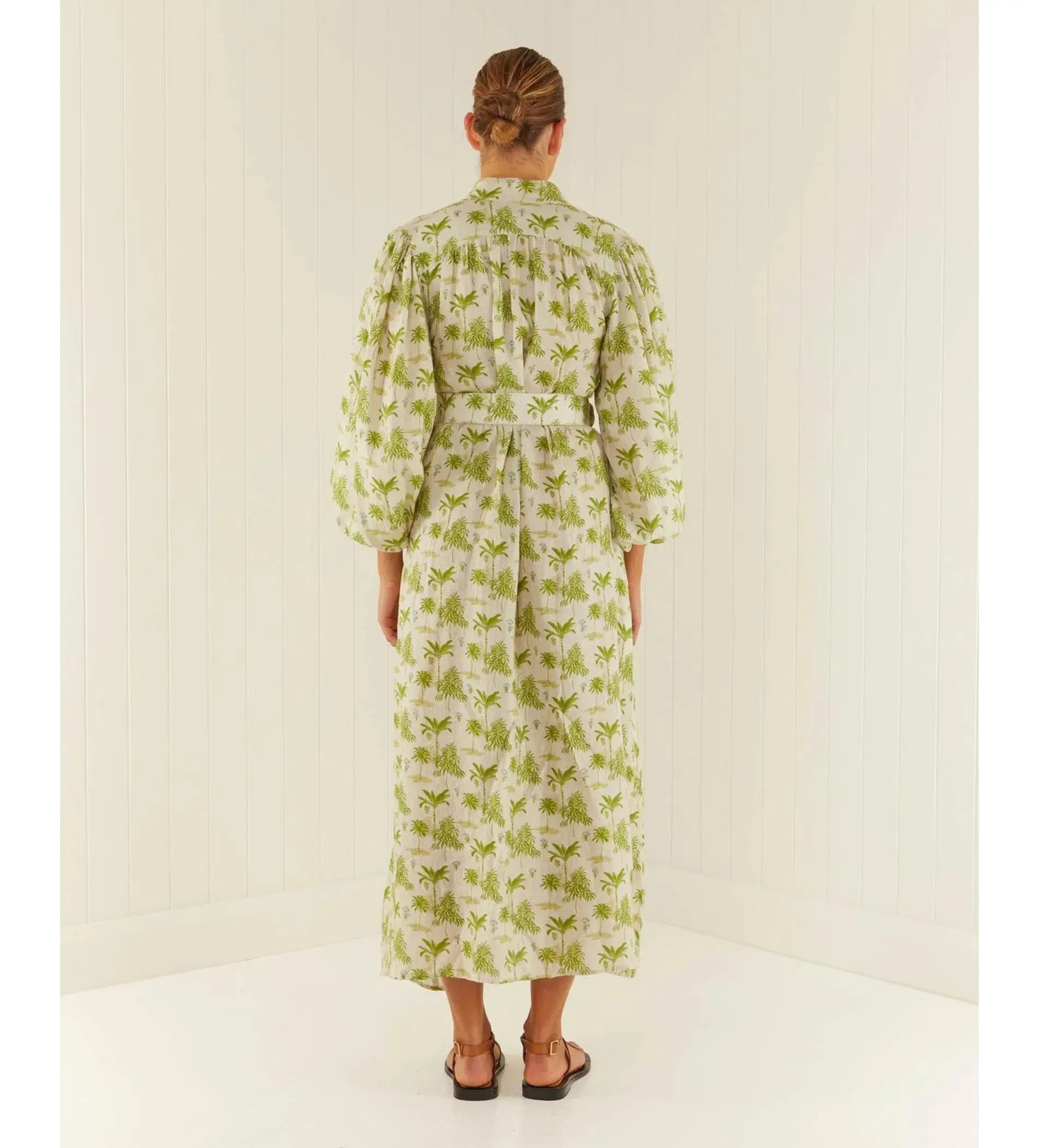 Palm Noosa Noddy Belted Shirt Dress in Green Palms Size 10 - Image 3