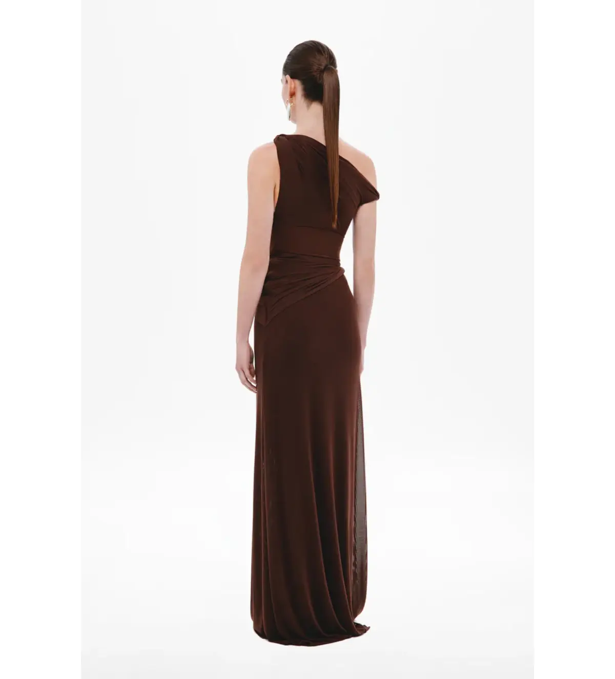 Misha Sisal Mesh Maxi Dress in Espresso Size 8 - Image 3