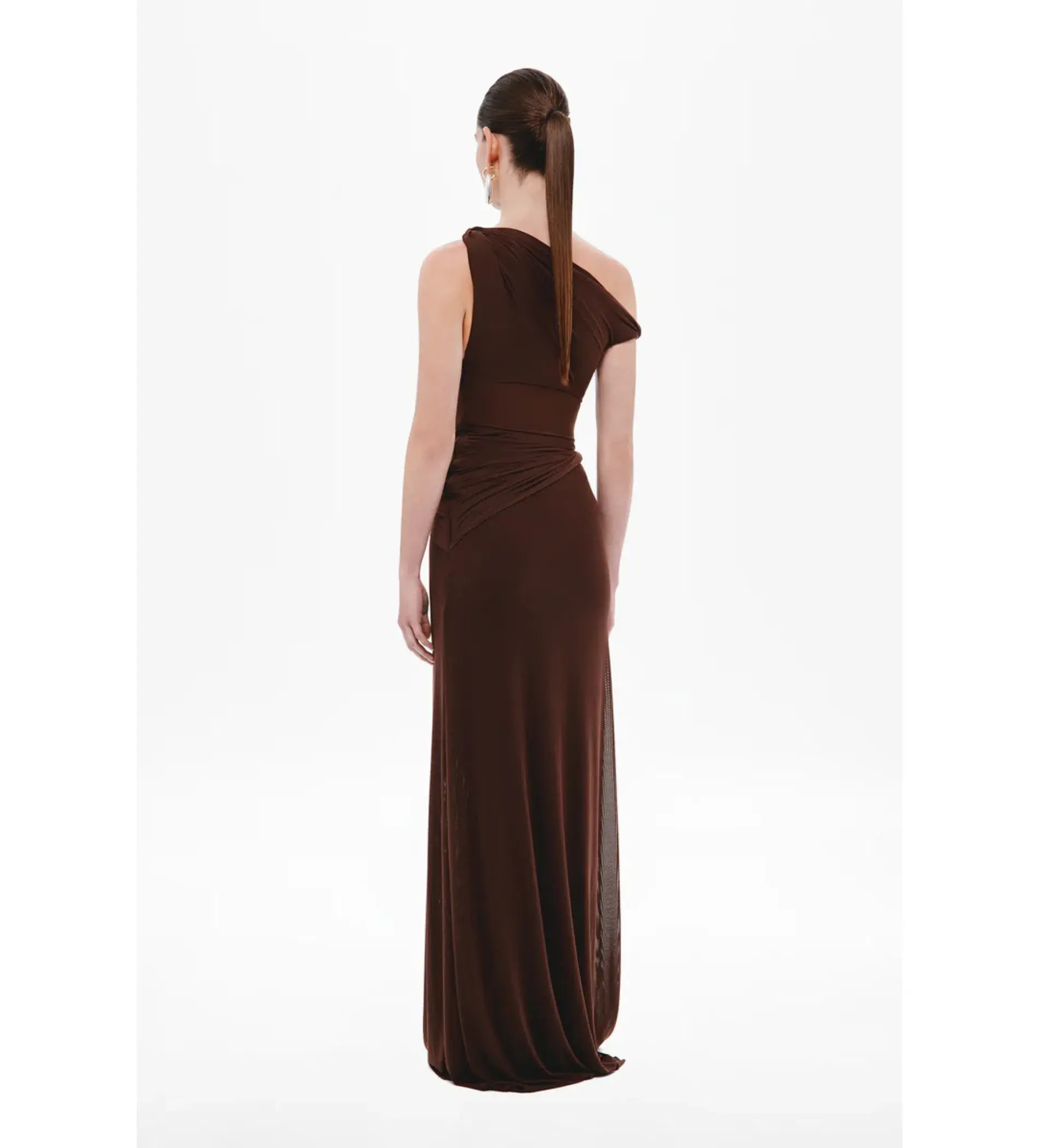 Misha Sisal Mesh Maxi Dress in Espresso Size 8 - Image 3