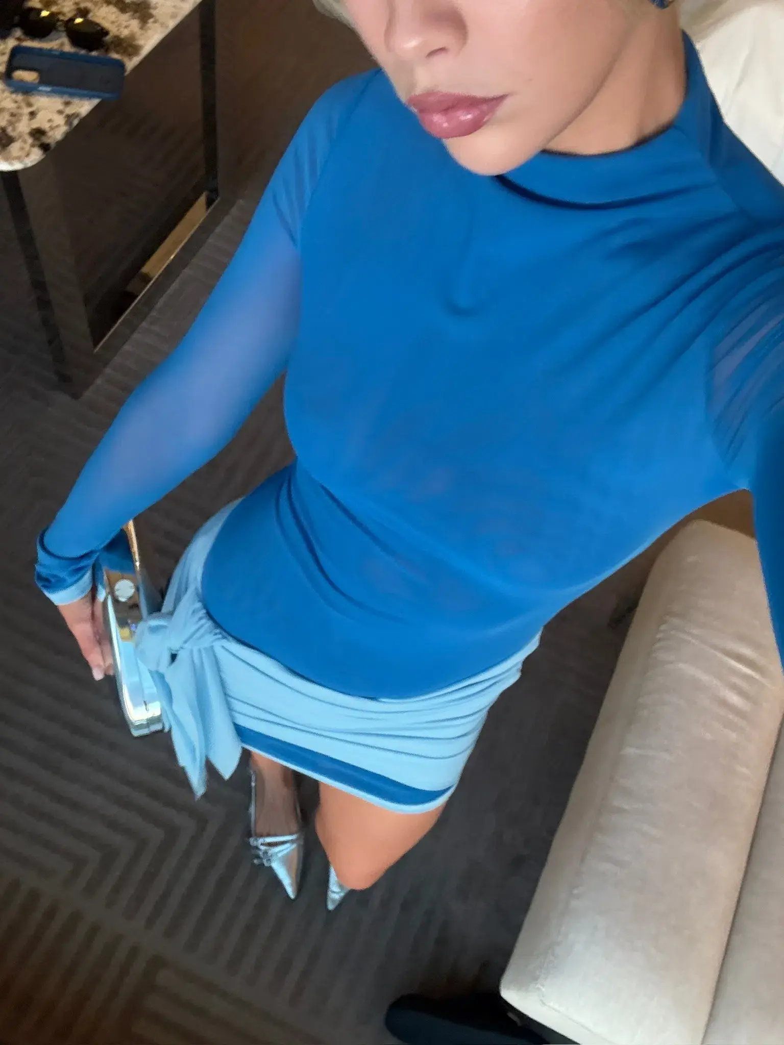 Benni Kingsley Mini Dress Blue Size 6 - Image 3