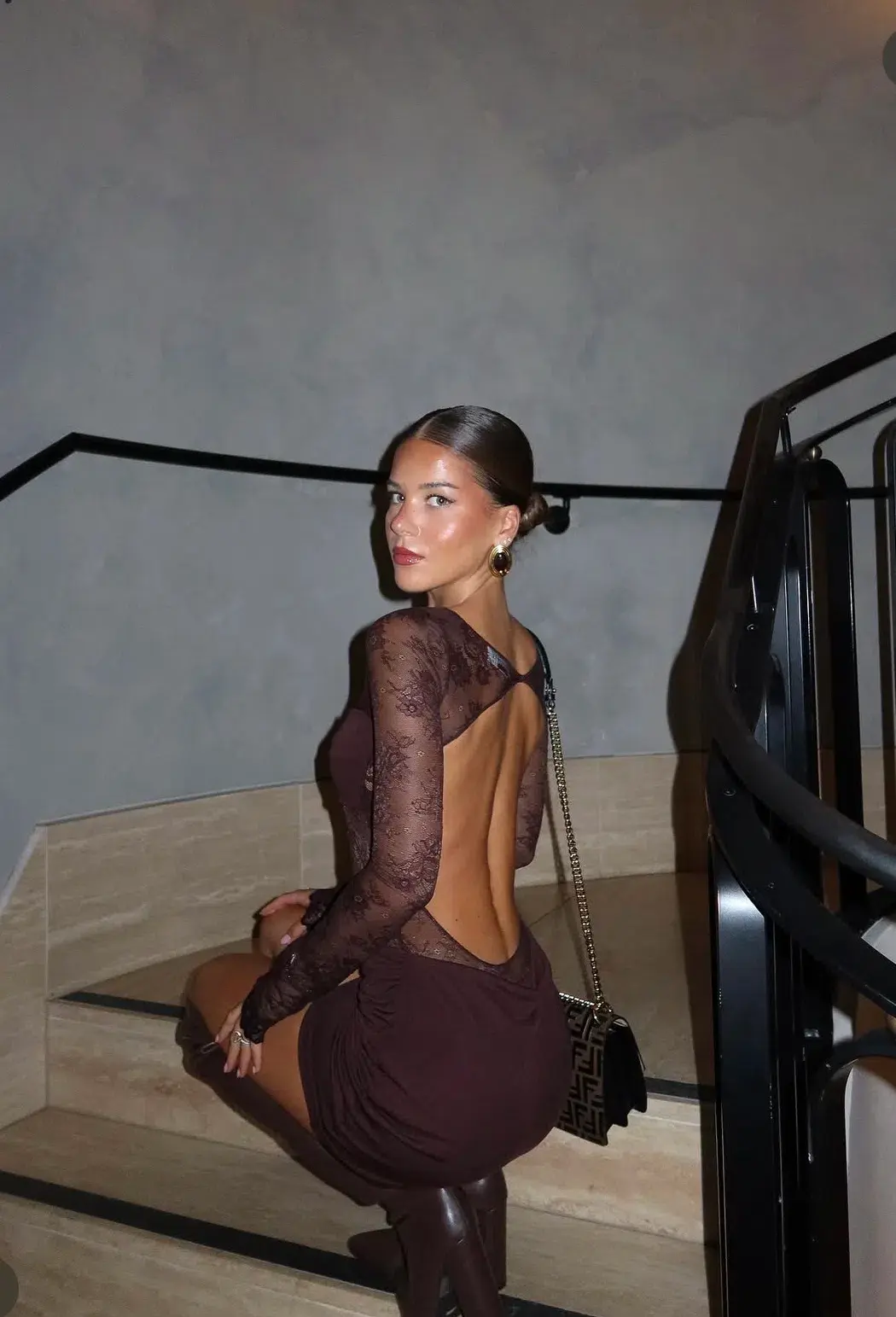 Benni Oskar Mini Dress- Brown- Size 6 - Image 5
