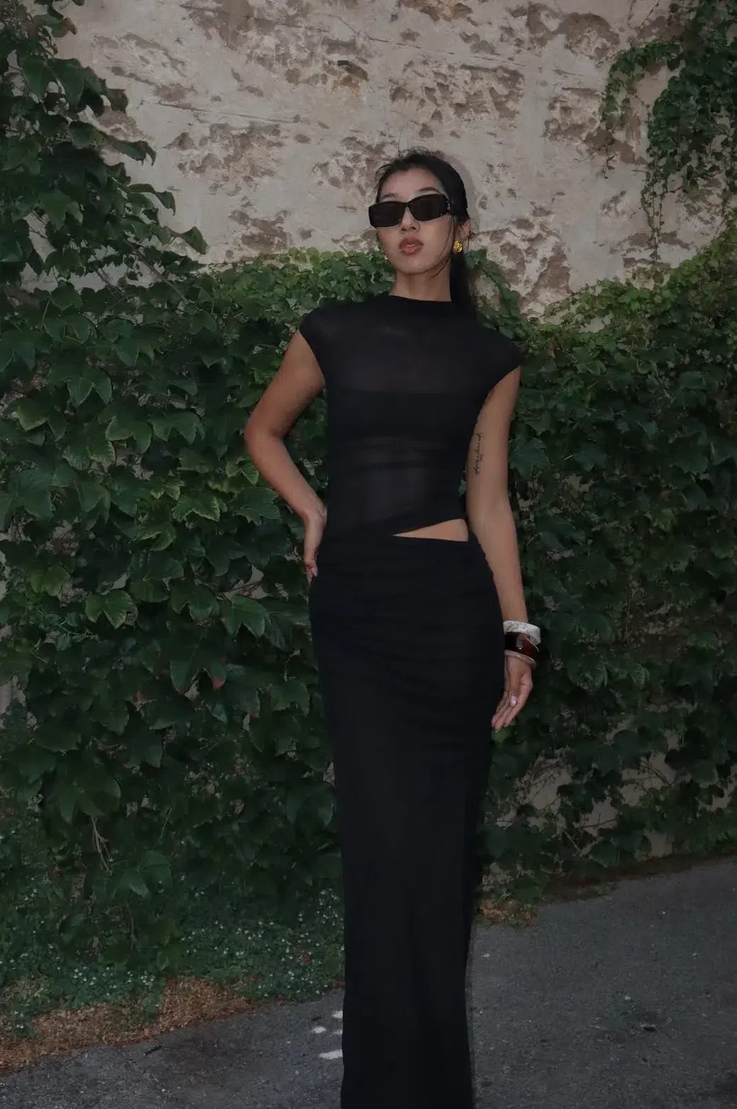 Benni Milo Mesh Maxi Dress- Black- Size AU 8 - Image 3