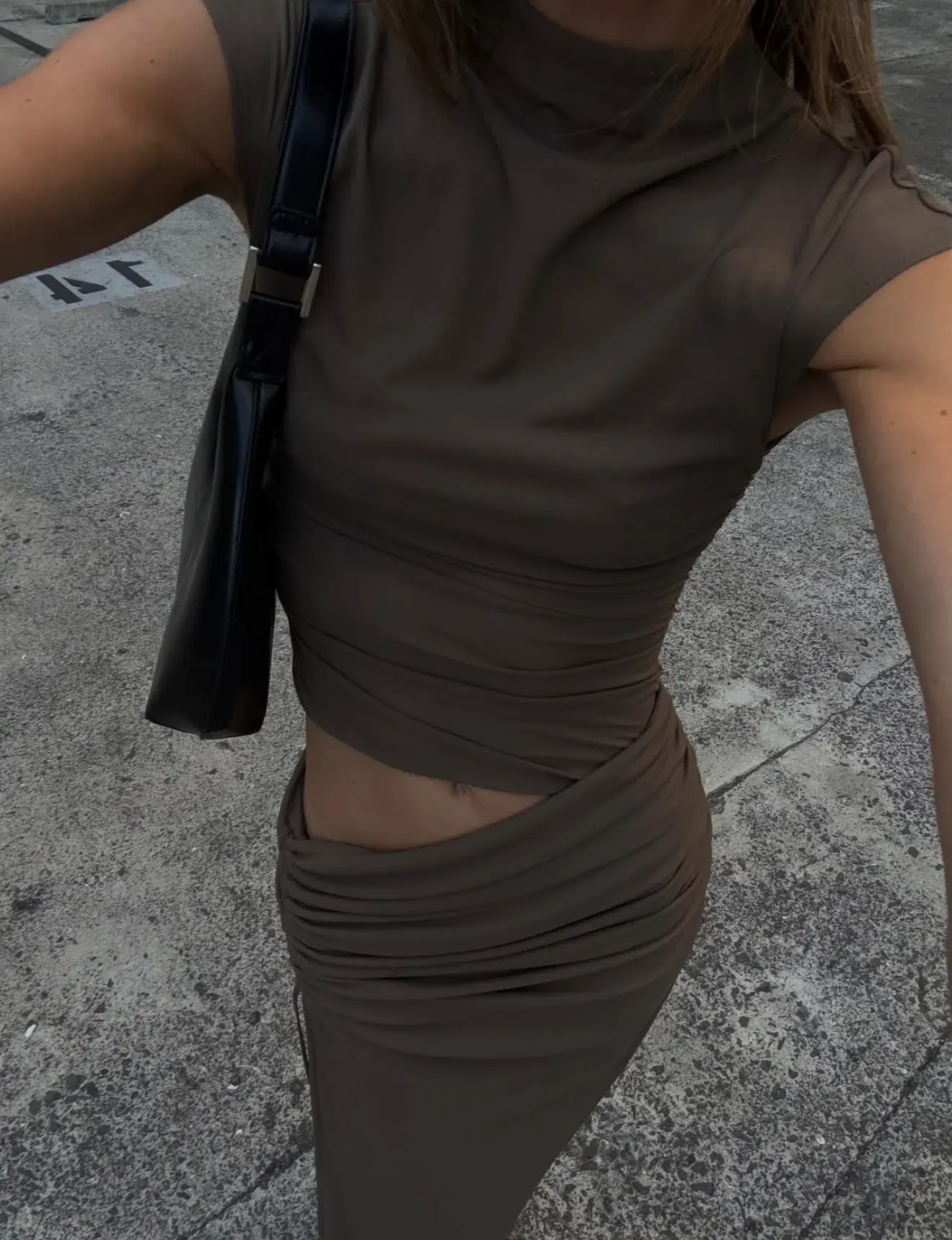 Benni Milo Mesh Maxi Dress- Mushroom/Brown- Size AU 6 - Image 3