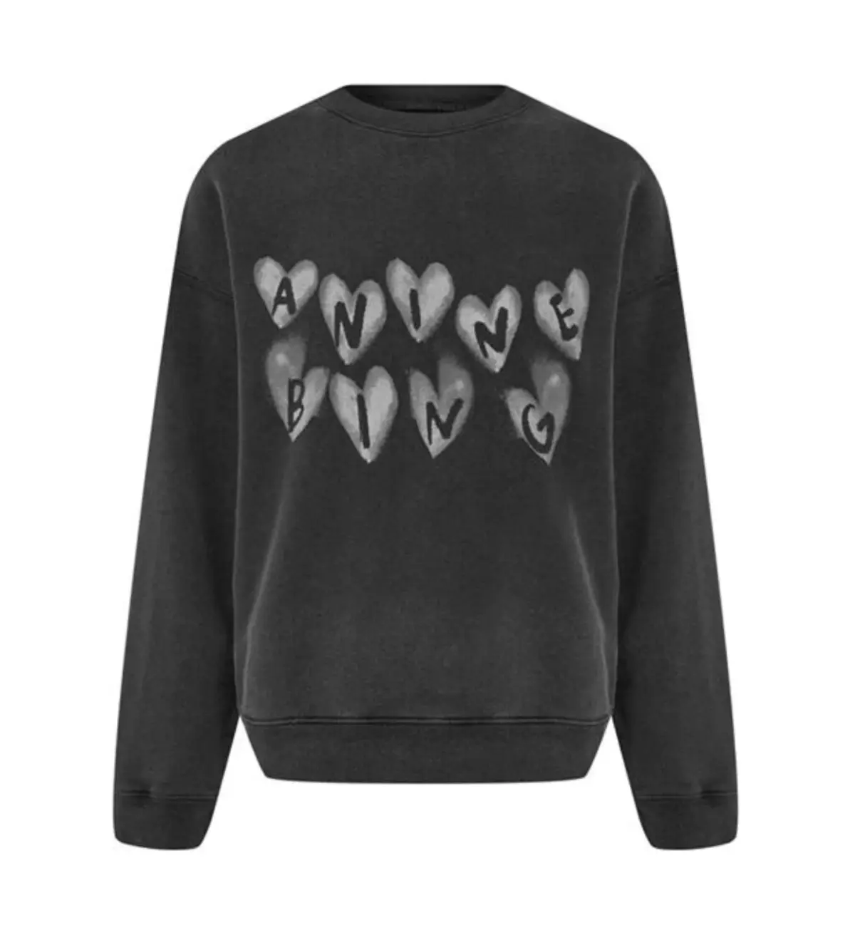 Anine Bing Spencer Sweatshirt Hearts Washed Black Size XS / AU 6 - Image 4