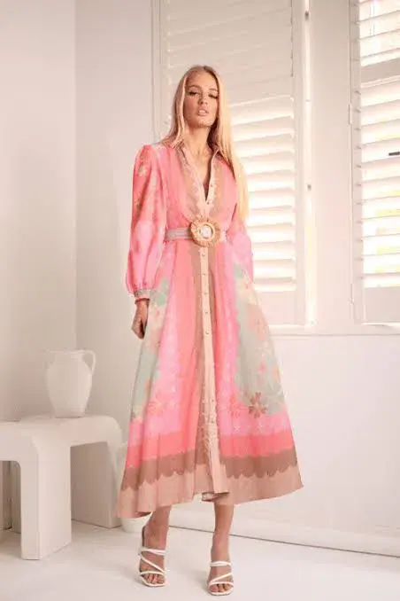 Ave the label watermelon moonshine maxi dress size 8  for rent on The Volte - main image