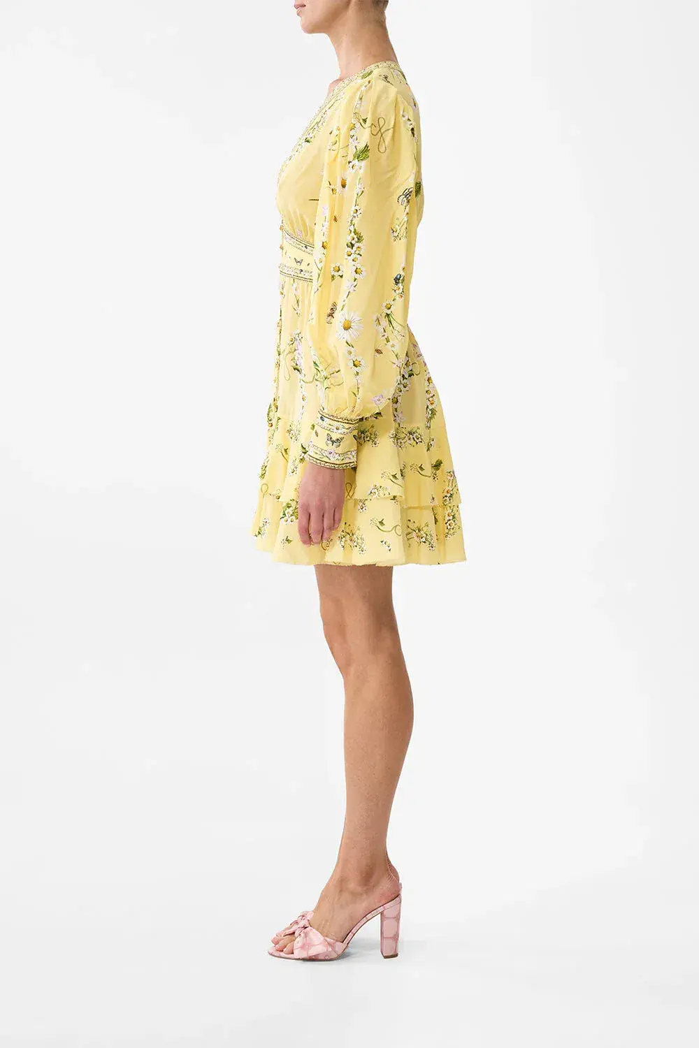 Camilla Button Front Frill Dress in Yellow Size XXL / AU 18 for rent on The Volte - main image