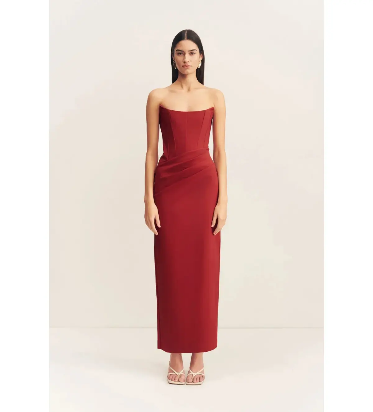 Shona Joy Lani Corset Maxi Dress in Red Dahlia Size AU 10 - Image 1