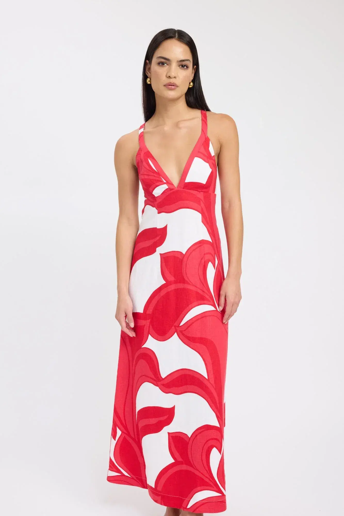 Kookai Zani Maxi Dress Red Print Size 8 - Image 2