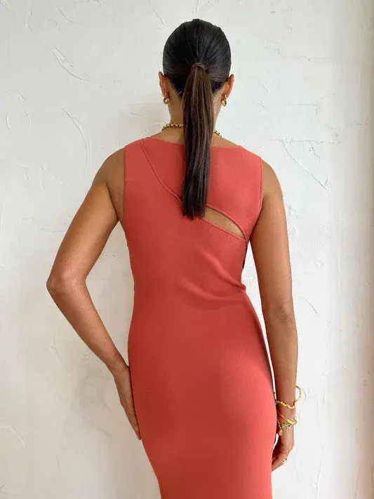 Sir The Label Nadja Cut Out Maxi Dress in Coral Size 1/ AU 8 - Image 3