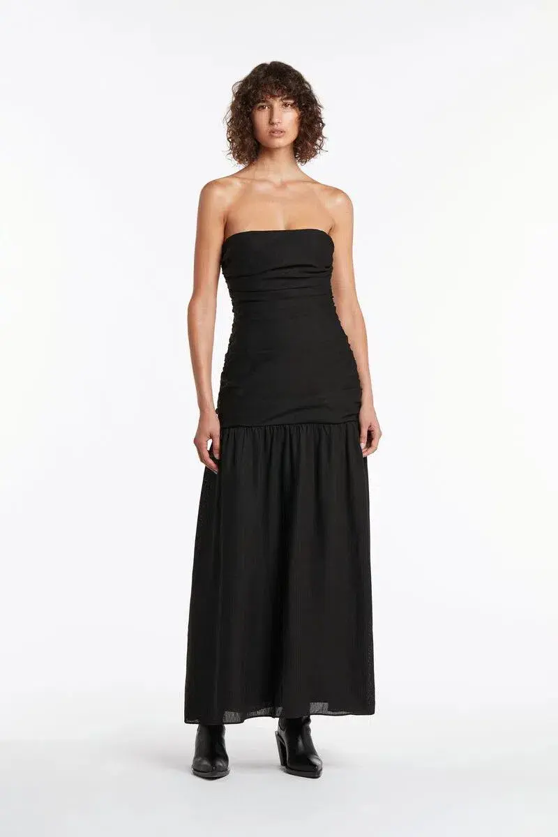 Sir The Label Clemence Gathered Midi Dress Black Size 0 / AU 6 - Image 1