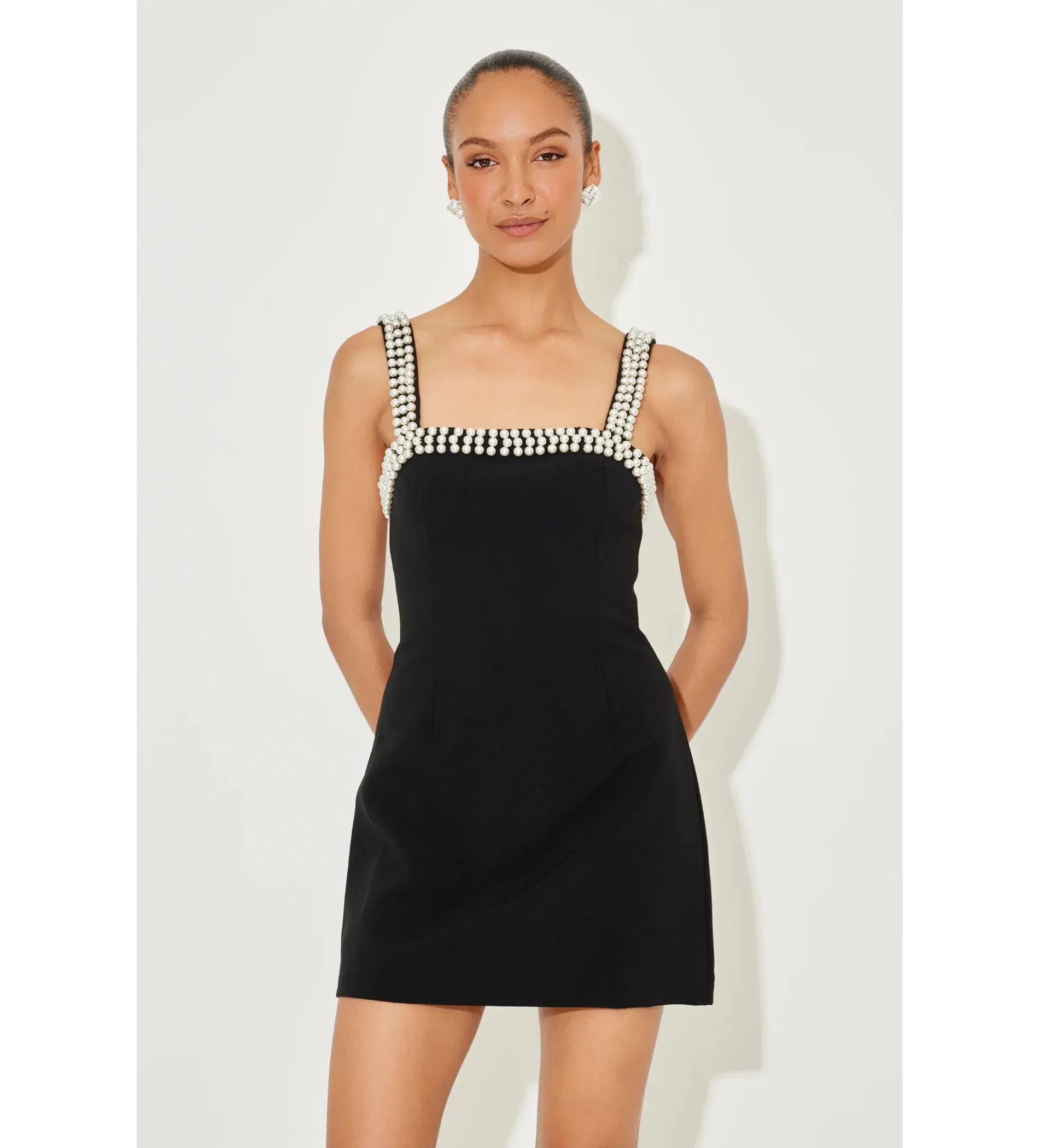 Odd Muse The Ultimate Muse Pearl Trim Mini Dress Black Size S/8 - Image 2