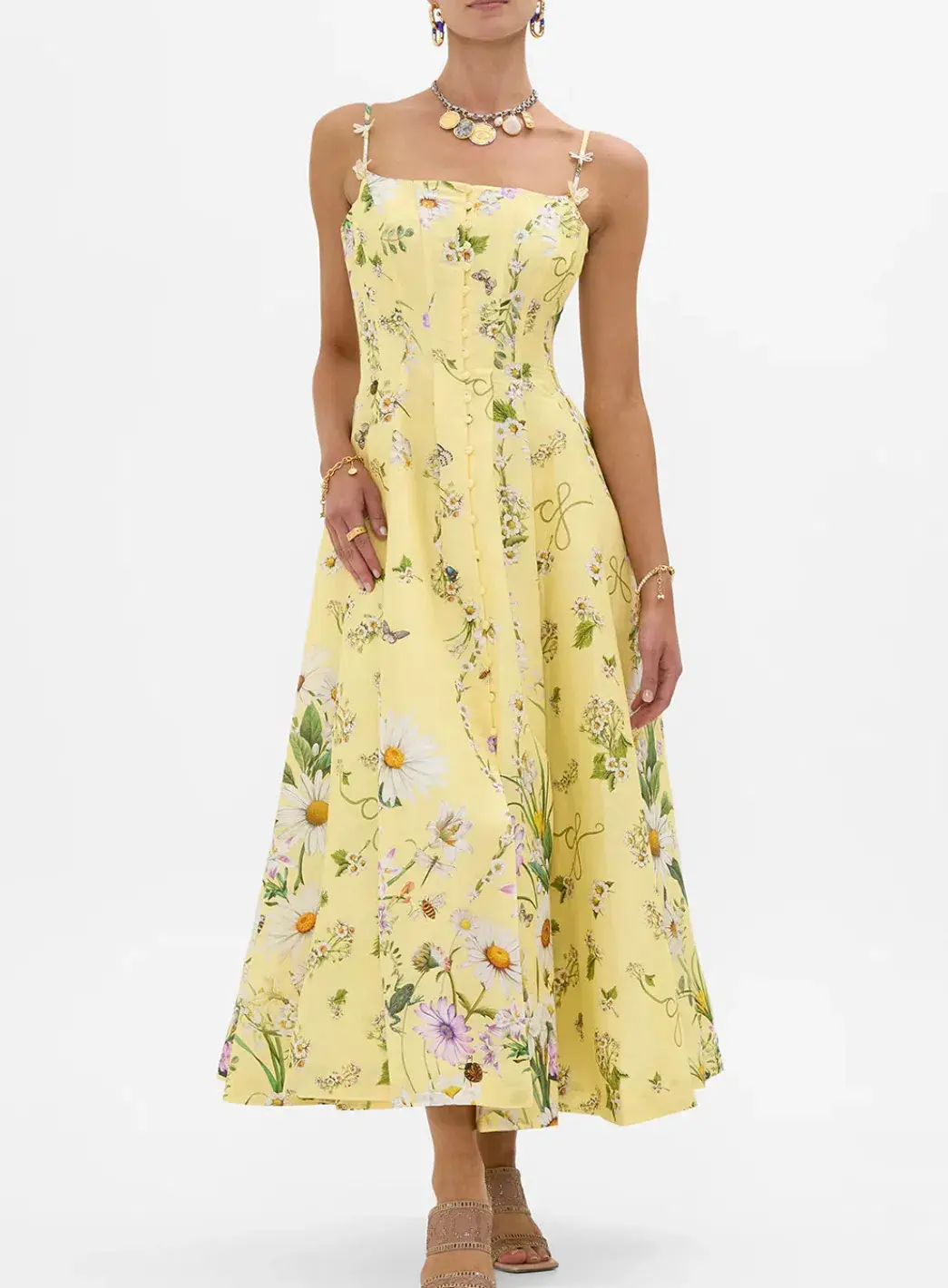 Camilla Corset Dress With Long Flared Skirt Daisy Chains Size L / AU 14 - Image 1