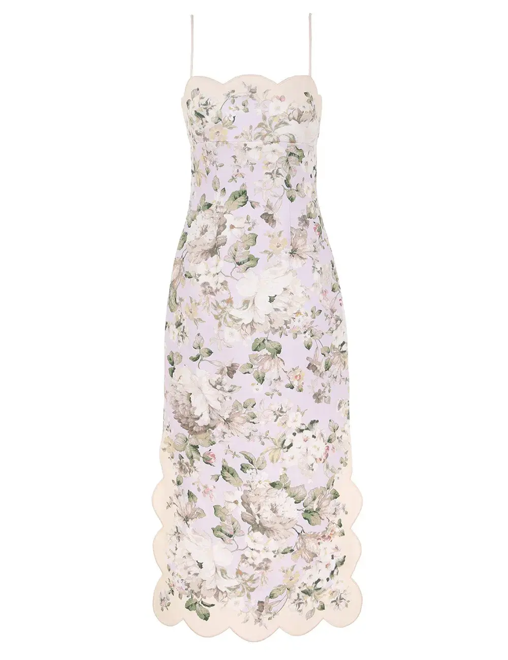Zimmermann Acacia Scallop Midi Dress Lilac Floral Size 1 / AU 10 - Image 2