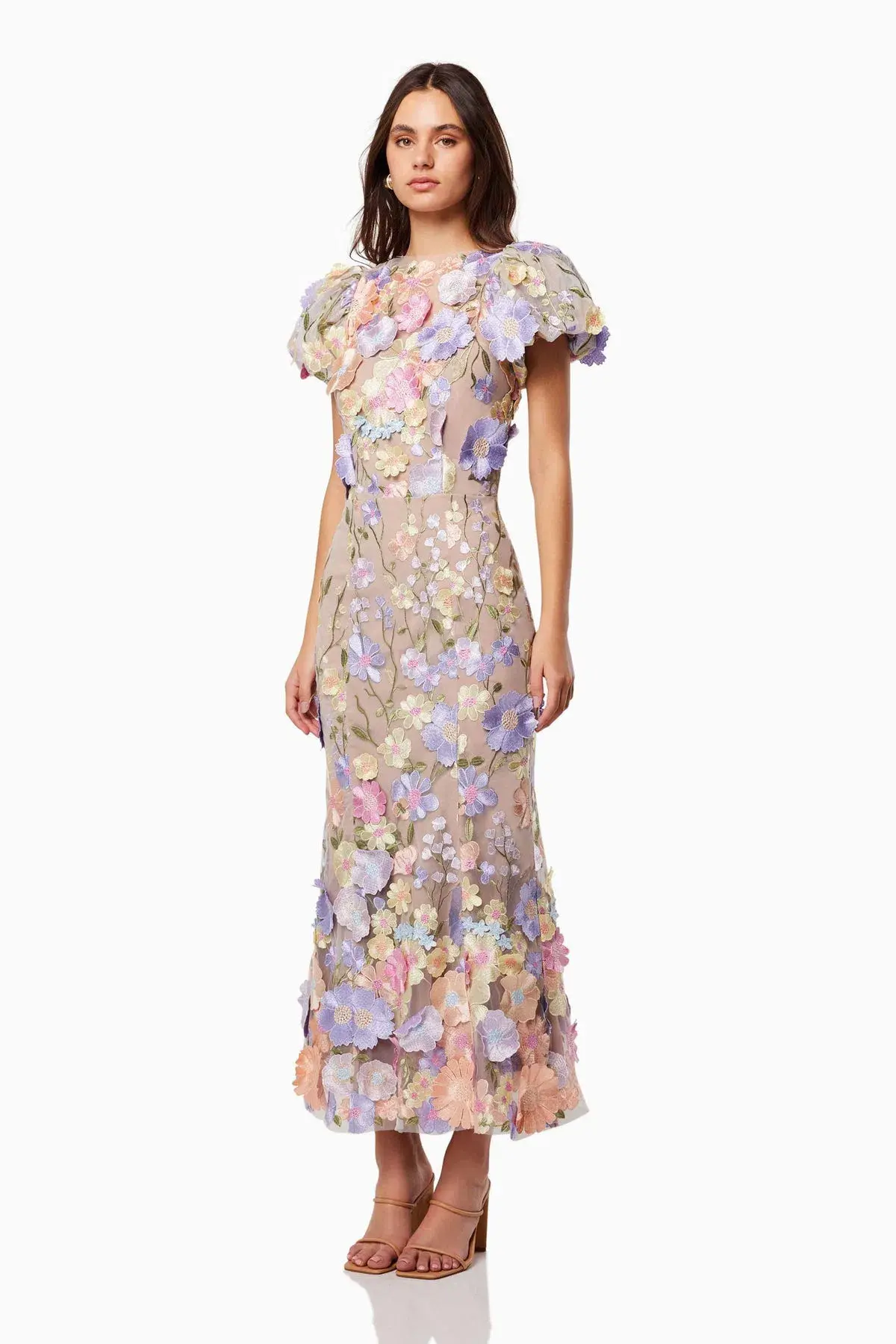 Elliatt Astraea 3D Lace Maxi Dress Pastel Size AU 12 - Image 3