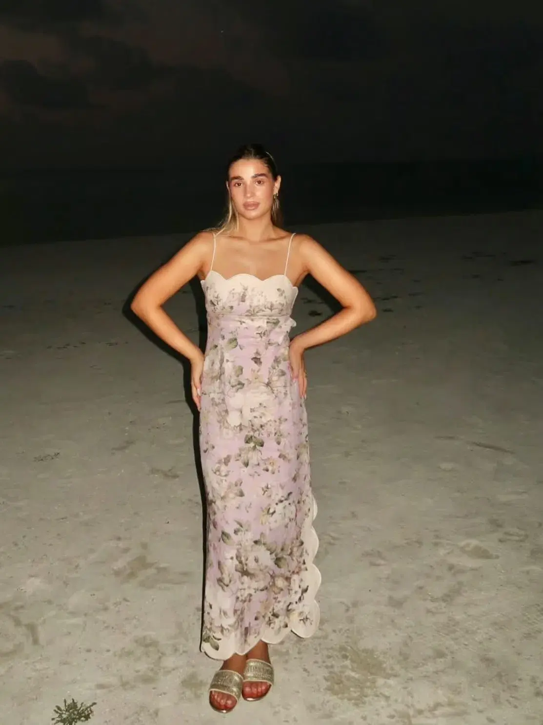 Zimmermann Acacia Scallop Midi Dress in Lilac Floral Size 2 / AU 12  - Image 1