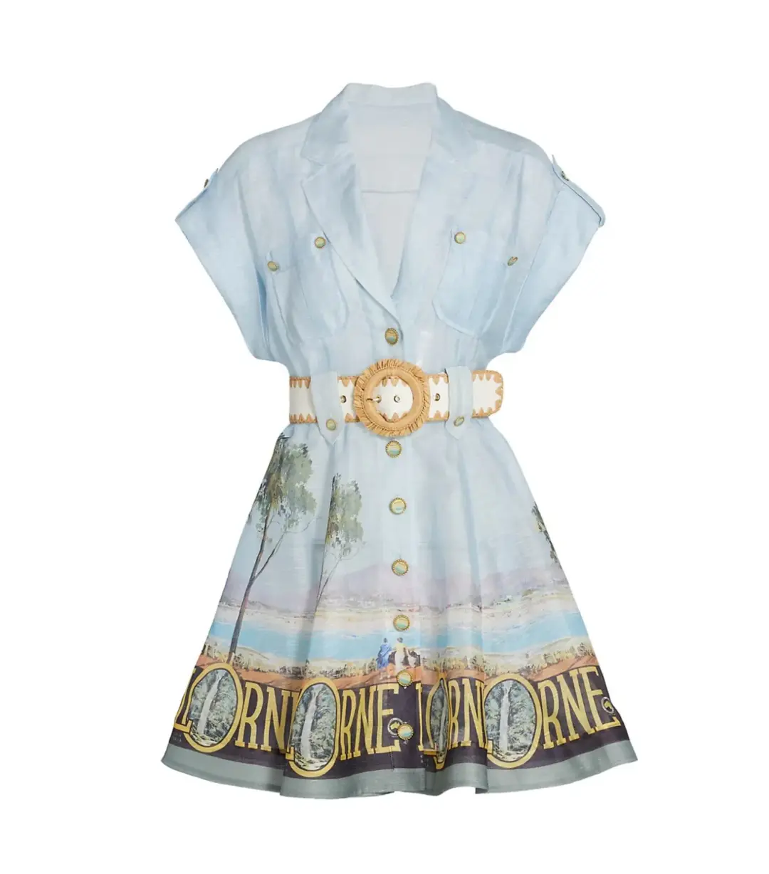 Zimmermann Postcard Shirt Mini Dress in Lorne Print Size 2 / Size AU 12 for rent on The Volte - main image
