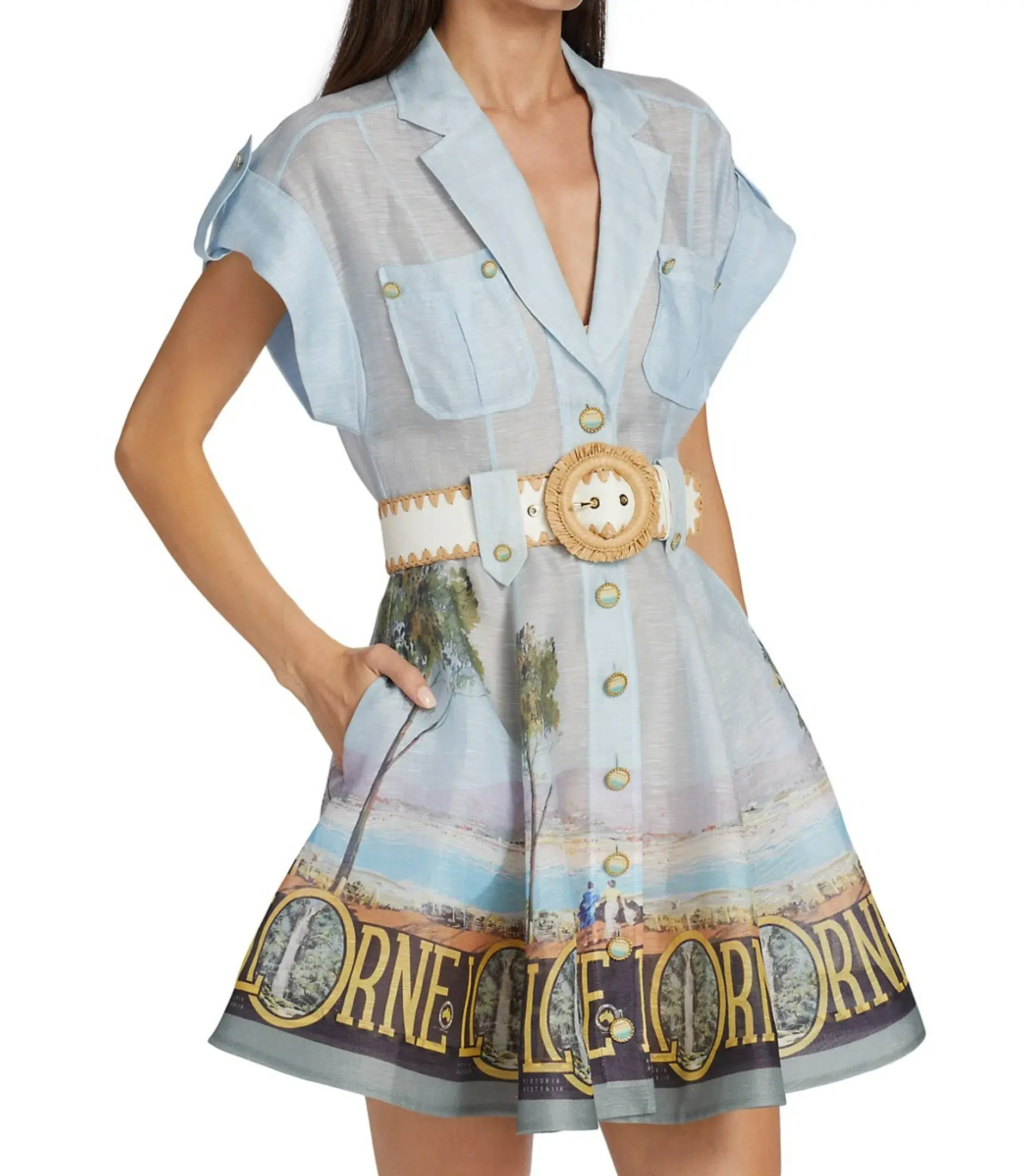 Zimmermann Postcard Shirt Mini Dress in Lorne Print Size 2 / Size AU 12 - Image 2