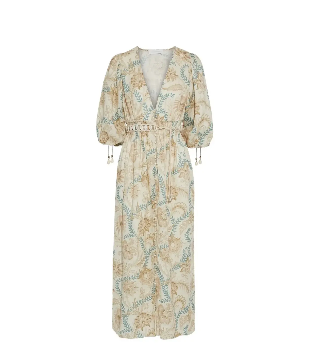 Zimmermann Veneto Floral Shirred Waist Midi Dress Print Size 0 / Size AU 8   - Image 4