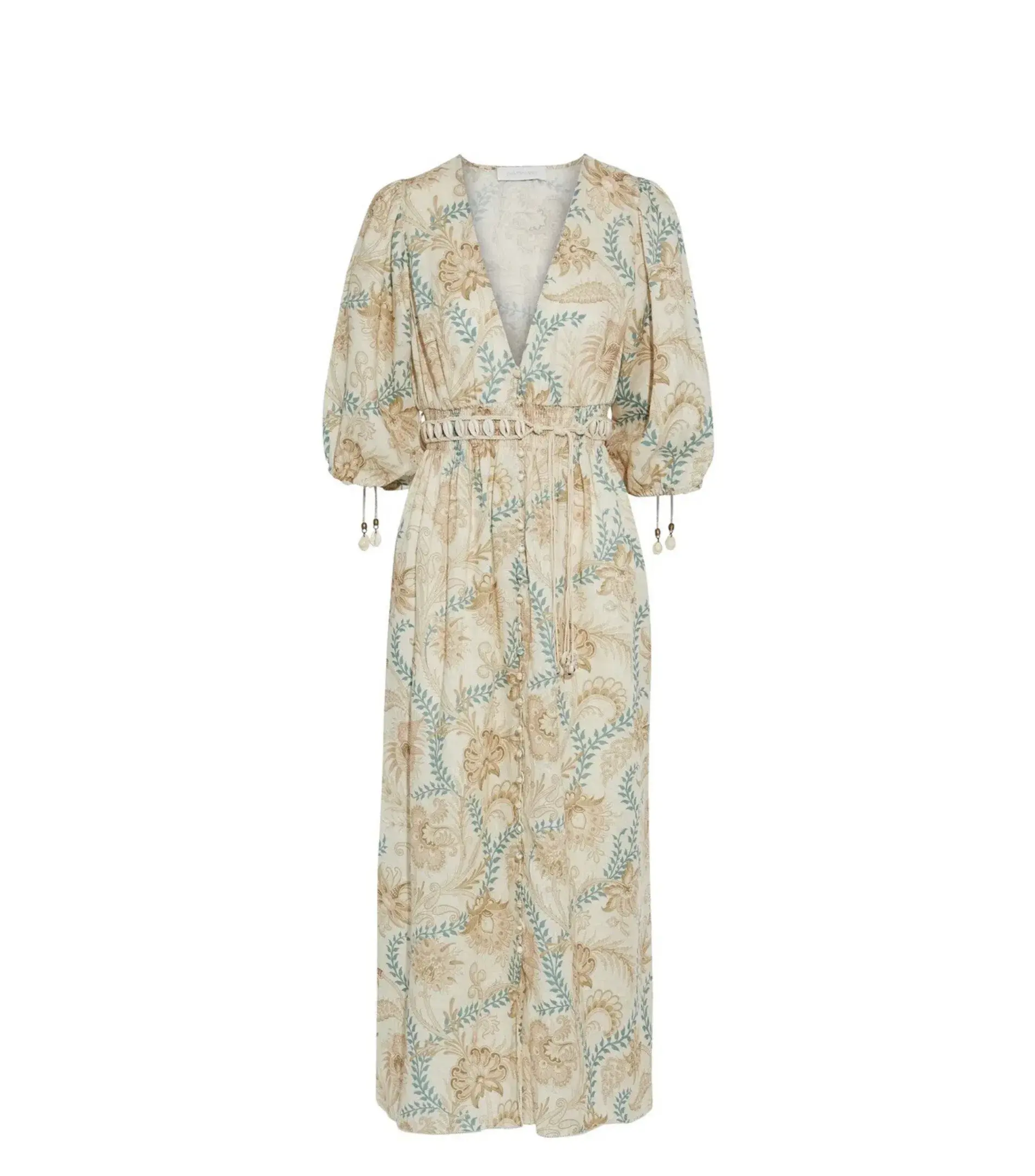 Zimmermann Veneto Floral Shirred Waist Midi Dress Print Size 0 / Size AU 8   - Image 4