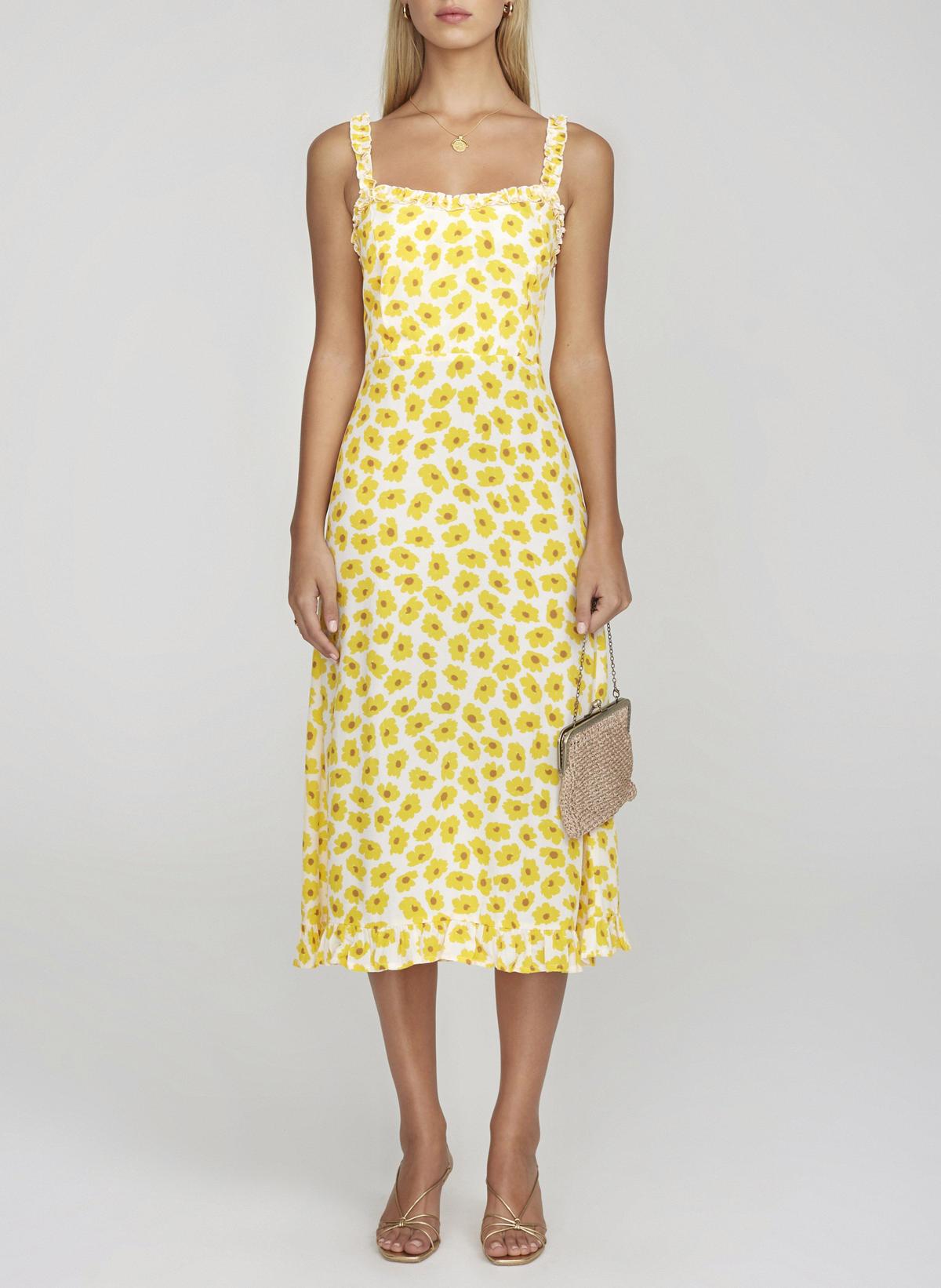 Faithfull the Brand Noemie Midi Dress Constance Floral Print Marigold Size 8 - Image 1