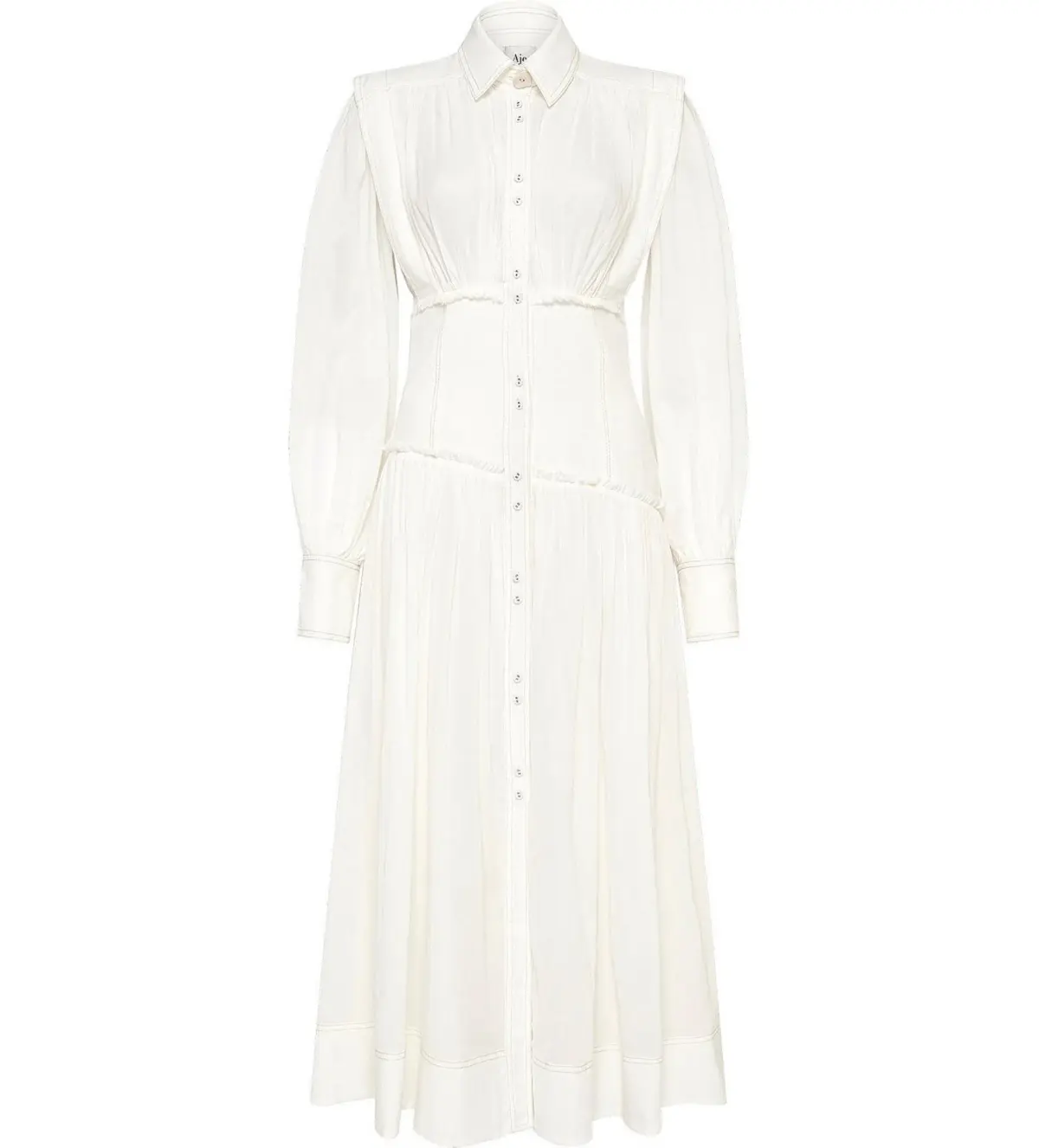 Aje Utopia Long Sleeve Maxi Dress White Size 8 - Image 5