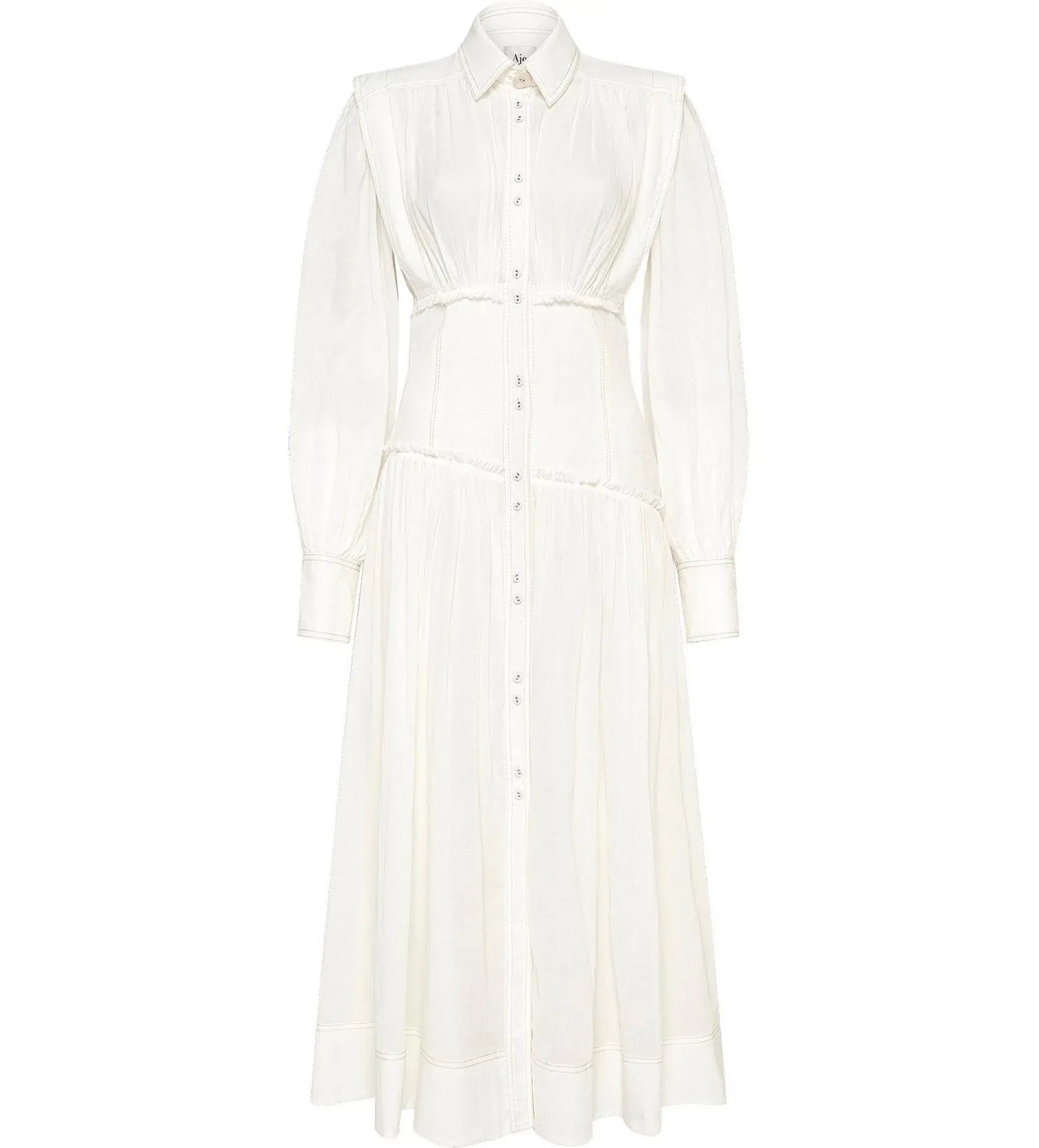 Aje Utopia Long Sleeve Maxi Dress White Size 8 - Image 5