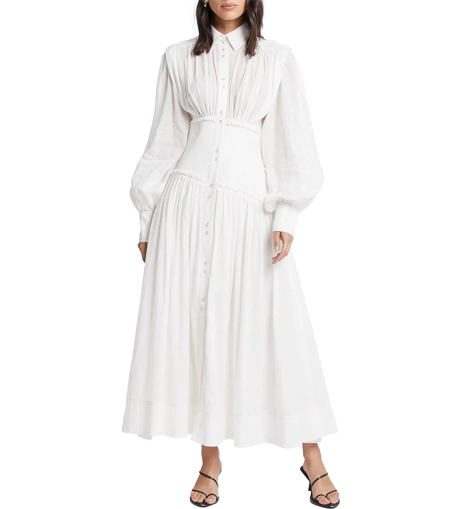 Aje Utopia Long Sleeve Maxi Dress White Size 8 - Image 1
