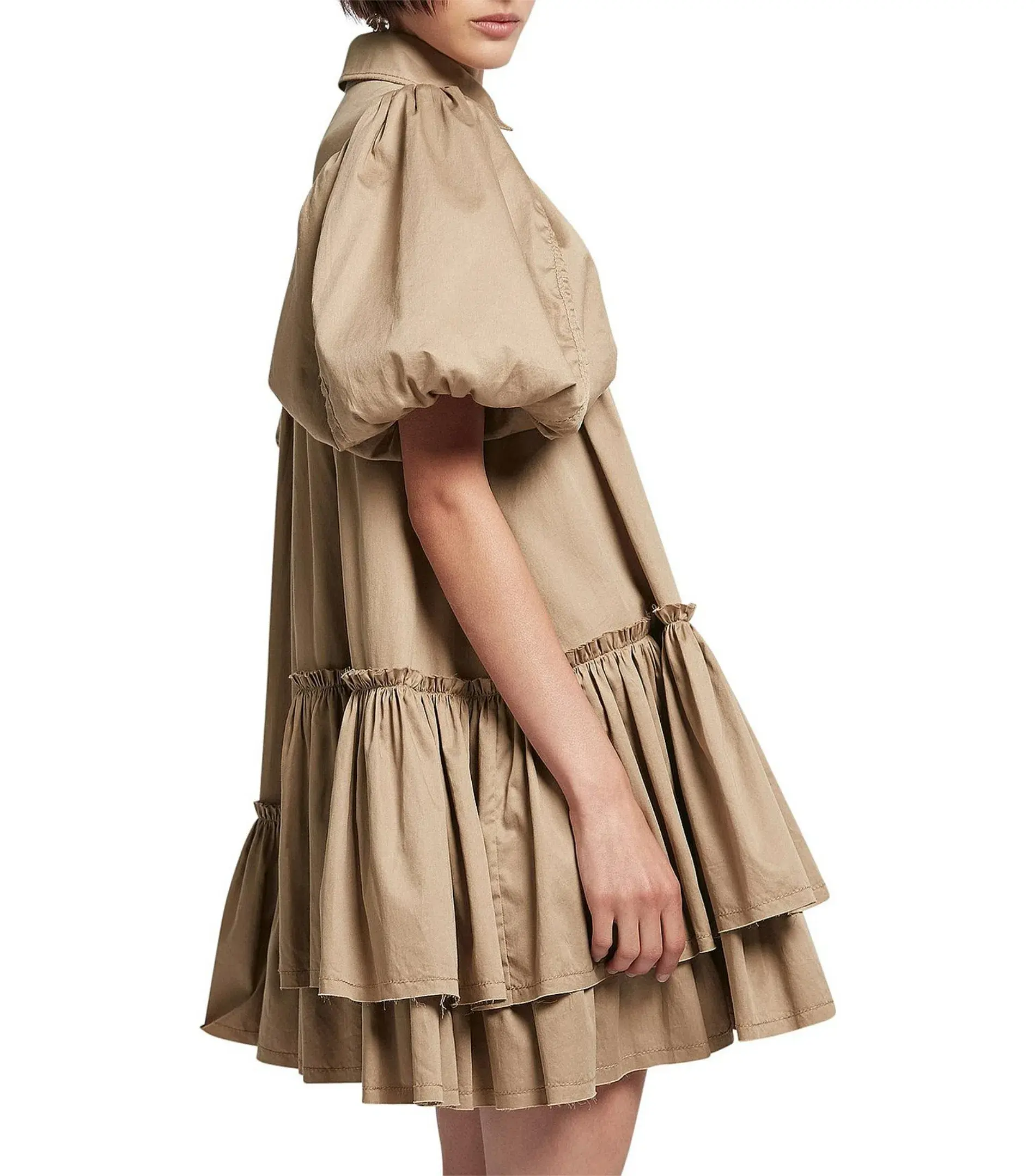 Aje Ambience Puff Sleeve Mini Dress Mocha Size AU 10 - Image 2
