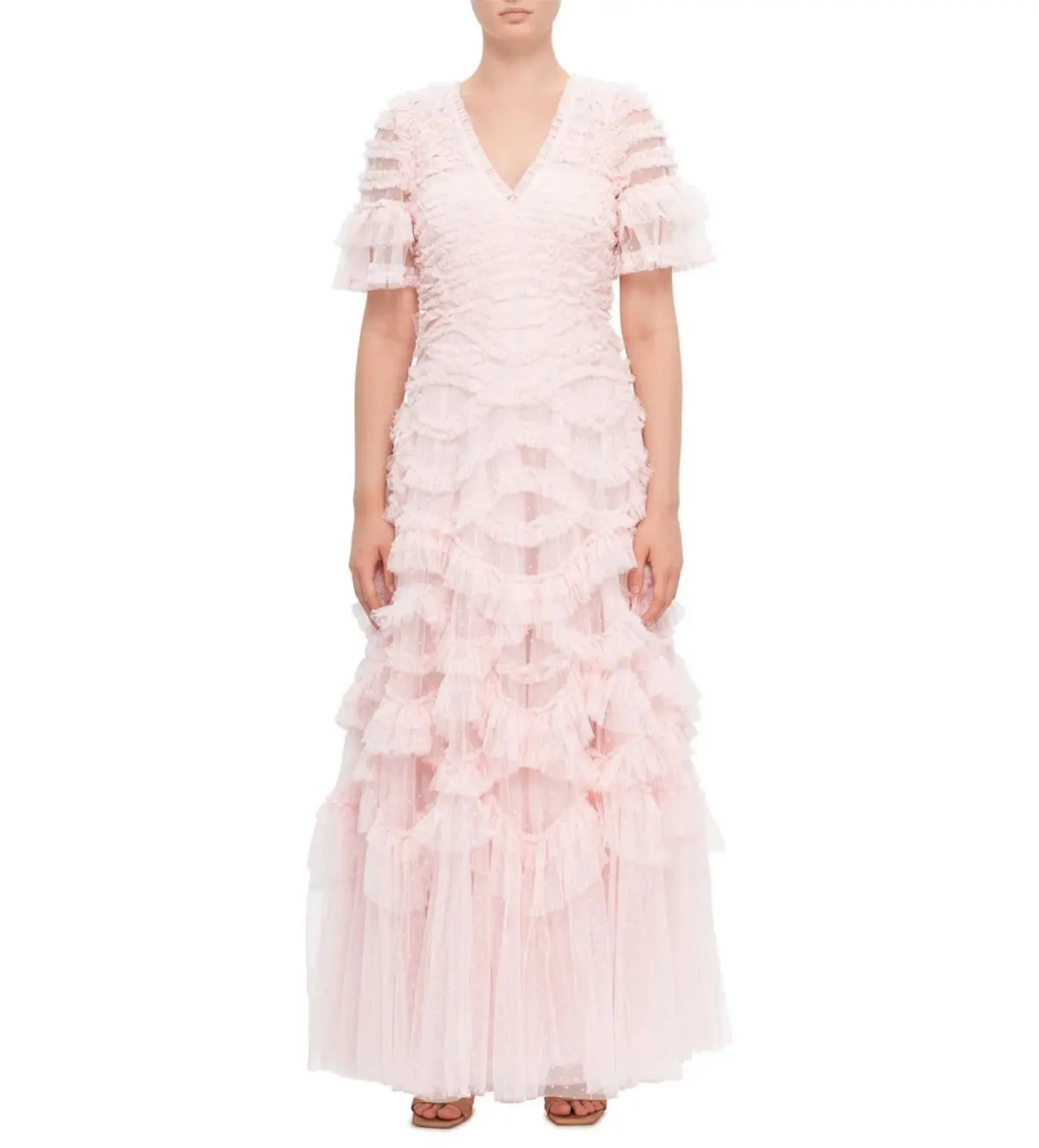Needle & Thread Phoenix V-neck Gown Pink Size AU8 - Image 1