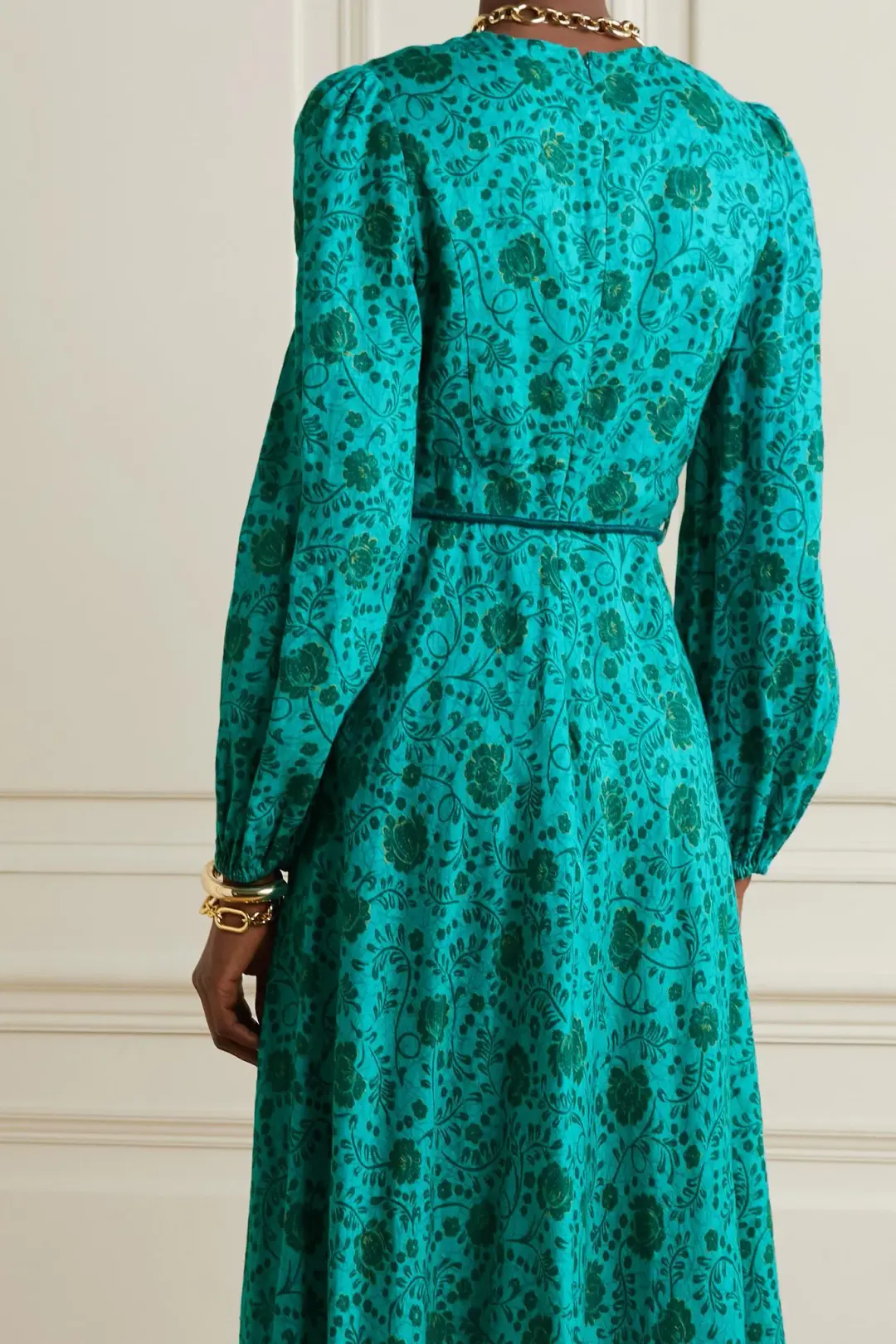 Zimmermann Lulu High Neck Midi Dress Jade Floral Size 3/AU 14  for rent on The Volte - main image