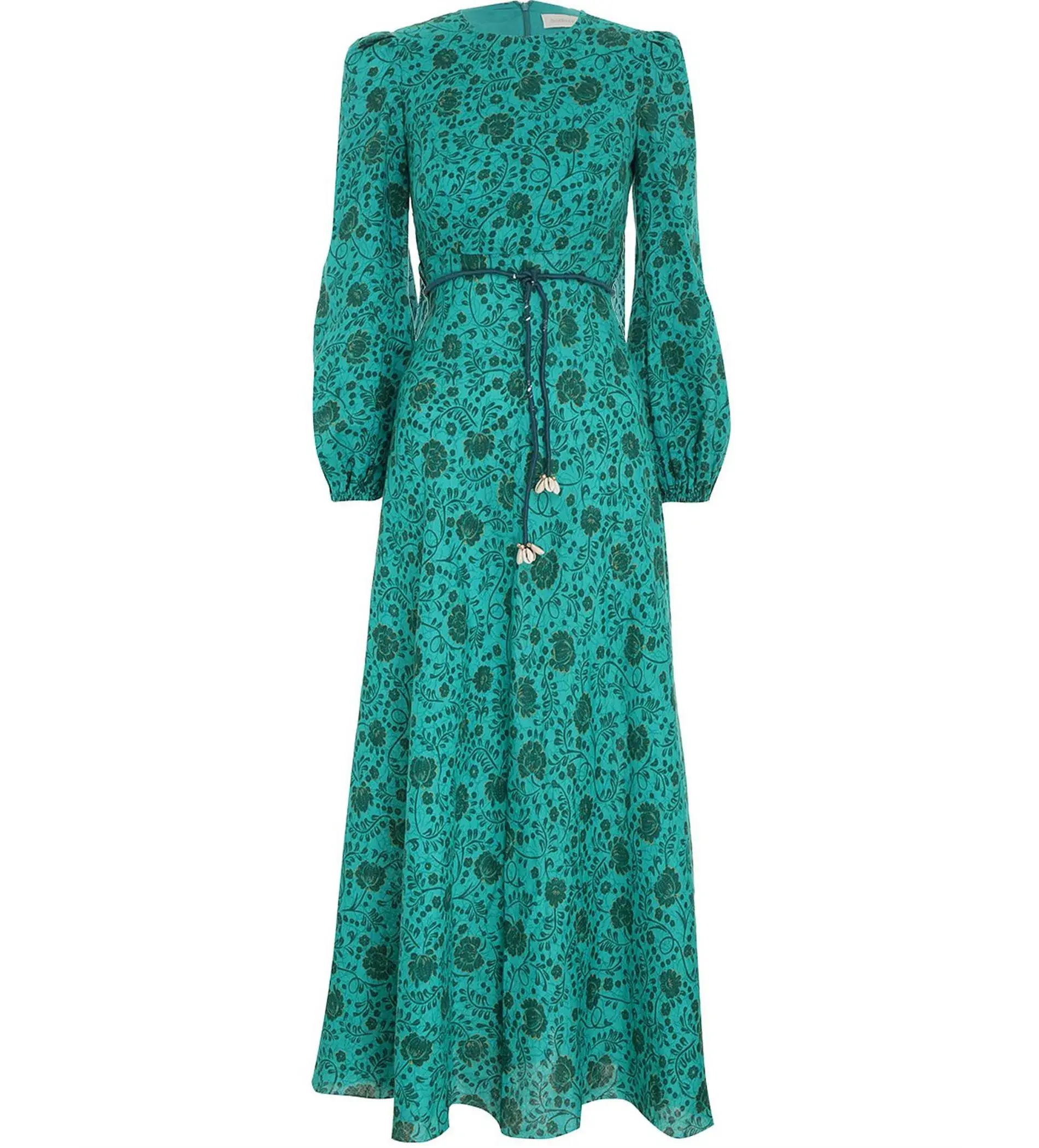 Zimmermann Lulu High Neck Midi Dress Jade Floral Size 3/AU 14  - Image 3